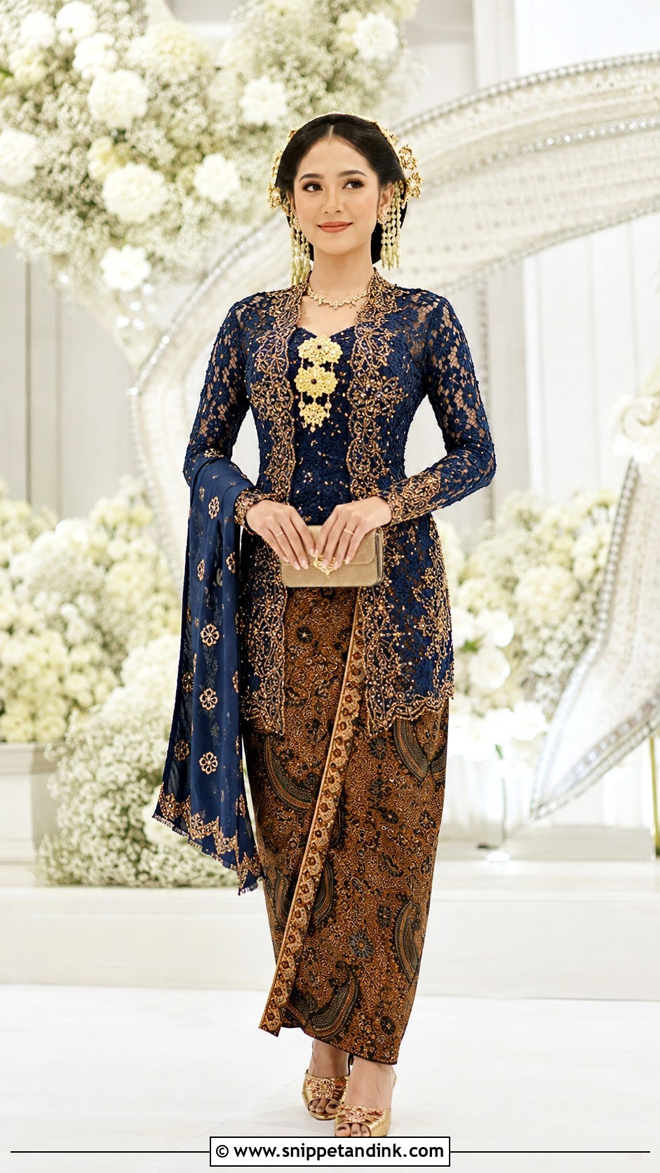 Navy Javanese Wedding Kebaya - Snippet and Ink - 20 Javanese Wedding Outfit Ideas