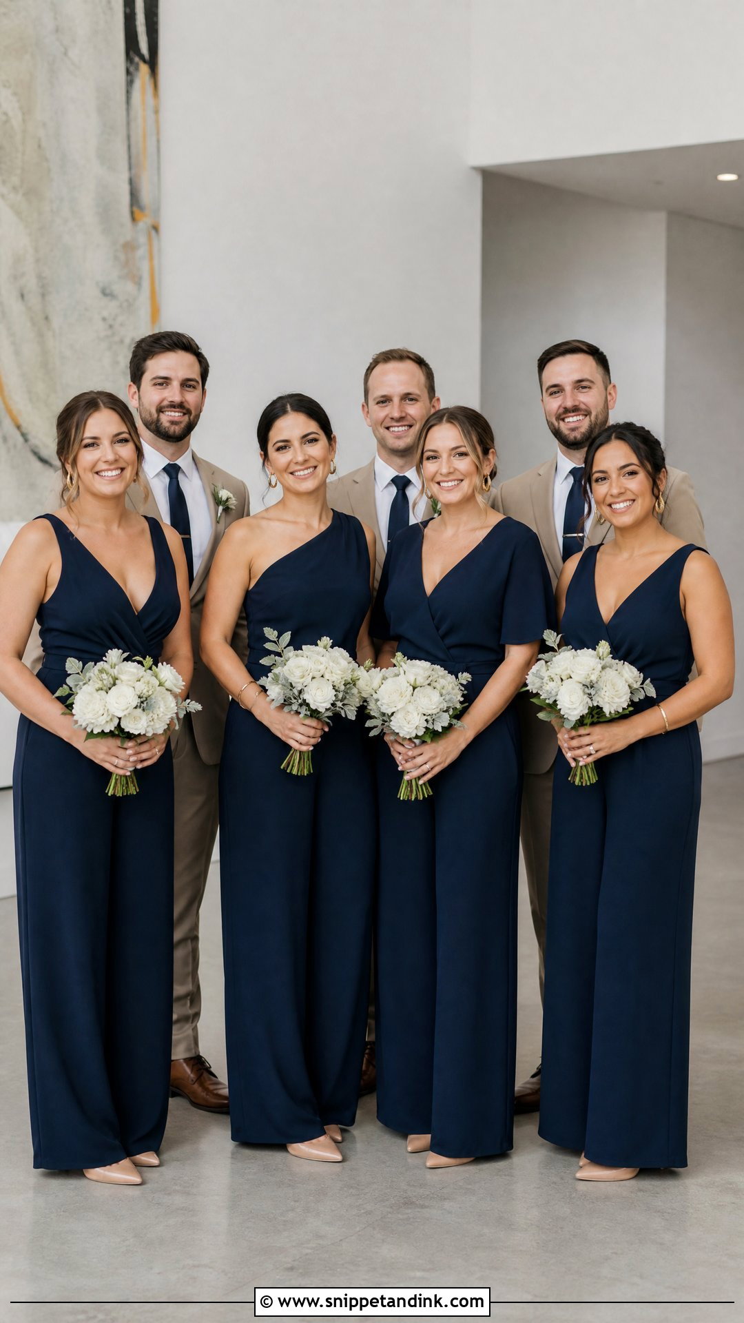 Navy Jumpsuit Bridal Party - Snippet and Ink - 20 Navy Bridal Parties Ideas