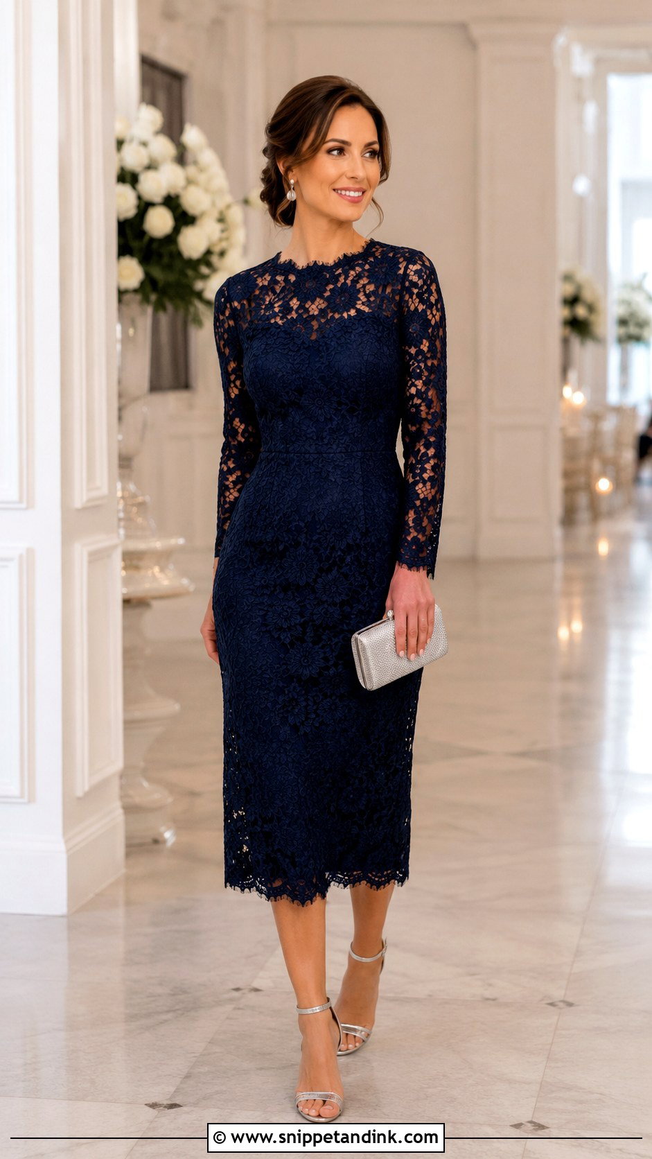 Navy Lace Dress Winter Wedding Outfit - Snippet and Ink - 30 Winter Wedding Outfits