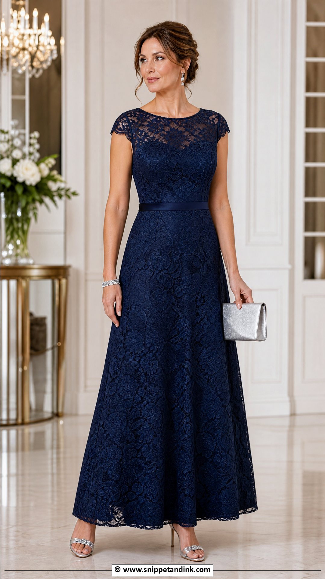 Navy Lace Gown - Snippet and Ink - 35 Lace Gown Ideas