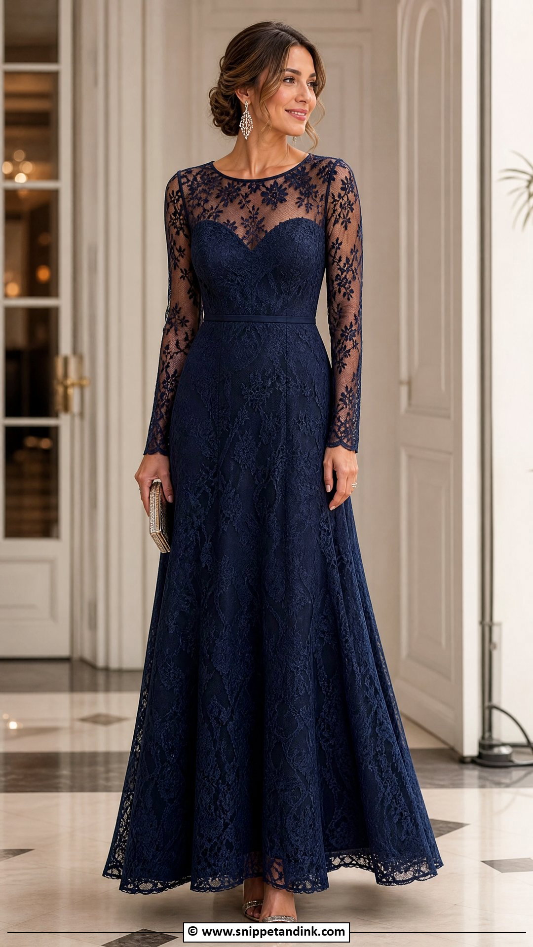 Navy Lace Gown - Snippet and Ink - 35 Lace Gown Styles