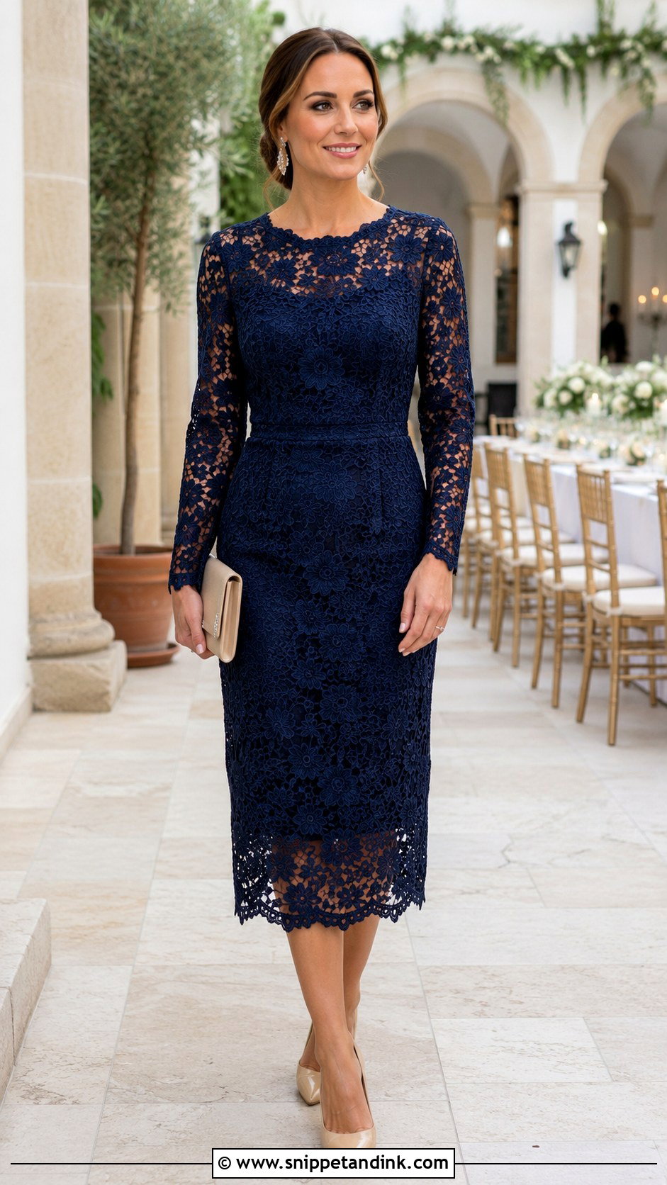 Navy Lace Midi Dress for Sisters Wedding - Snippet and Ink - 20 Dress for My Sister Wedding Ideas