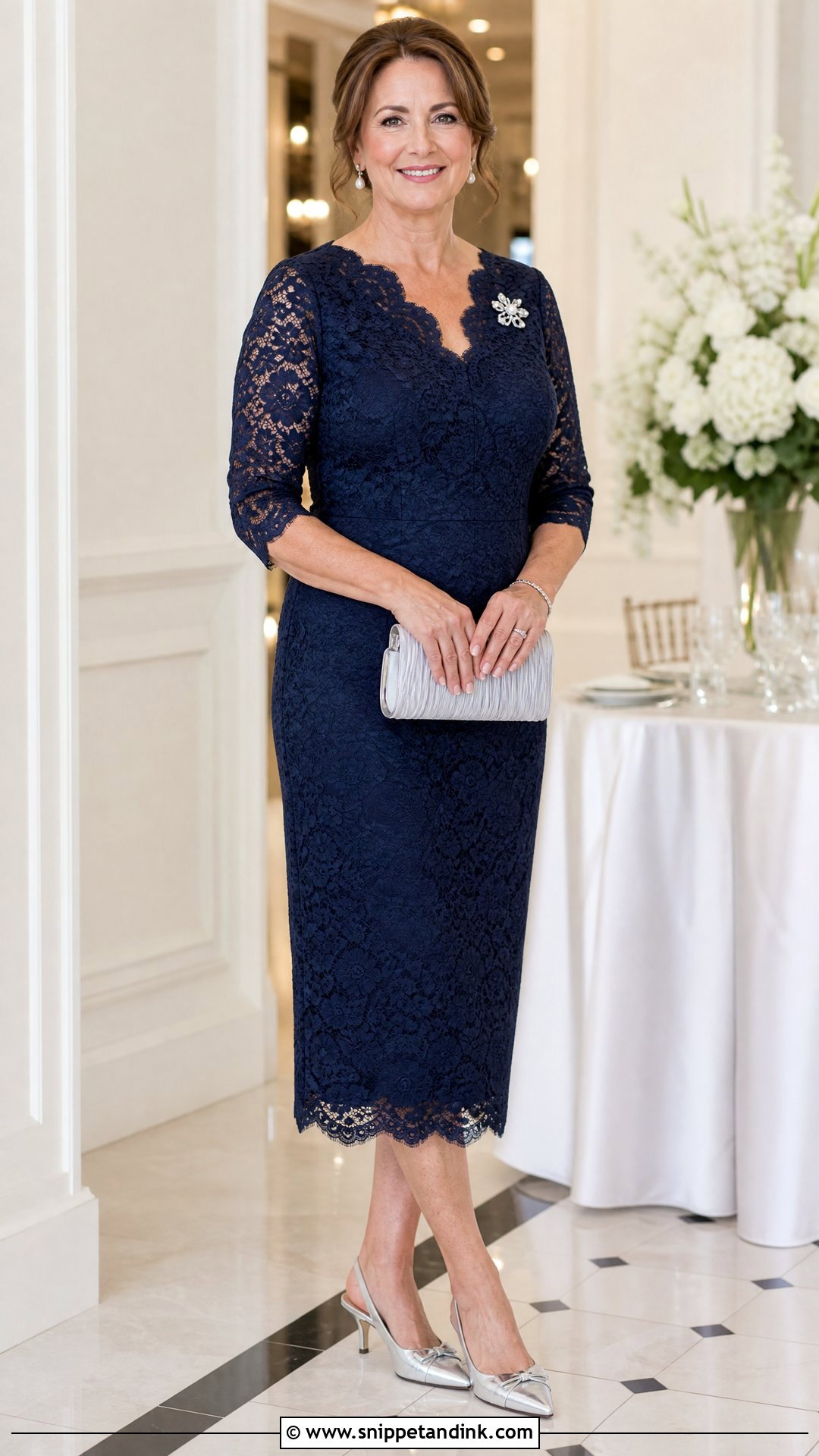 Navy Lace Midi Vow Renewal Dress - Snippet and Ink - 20 Vow Renewal Dress 25th Anniversary Ideas