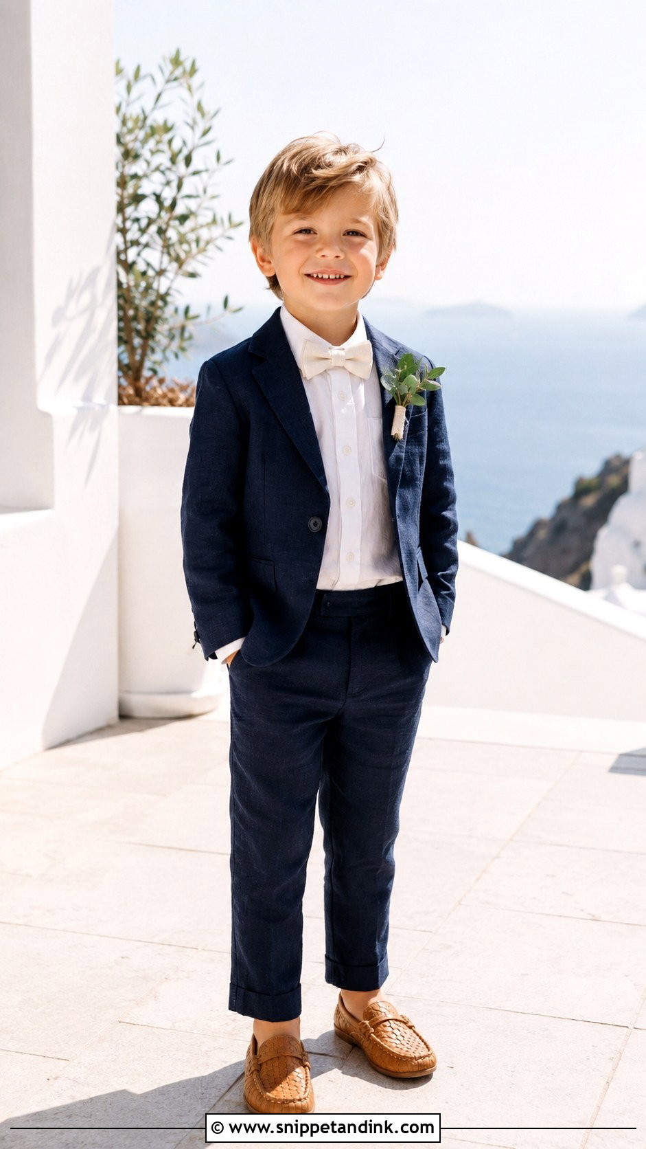 Navy Linen Ring Bearer Suit - Snippet and Ink - 20 Navy Ring Bearer Outfit Ideas