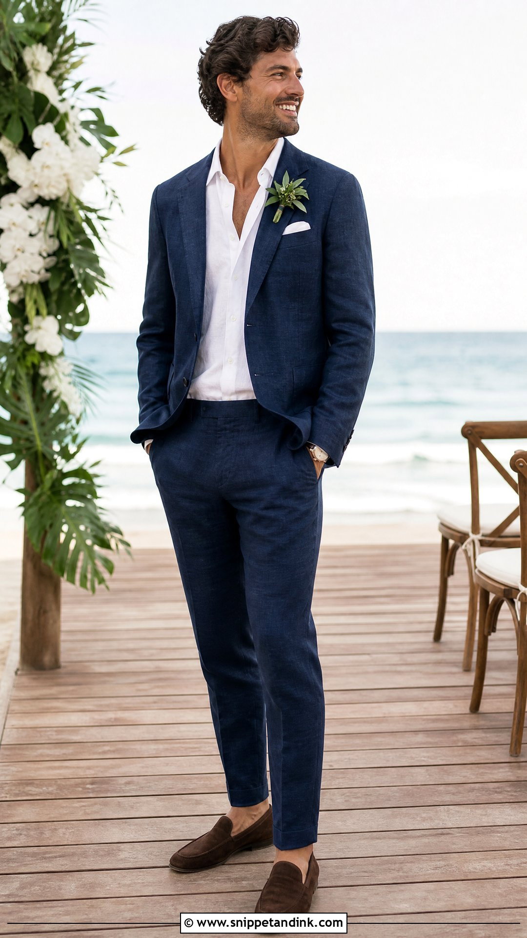 Navy Linen Suit Beach Wedding - Snippet and Ink - 20 Navy Suits Wedding