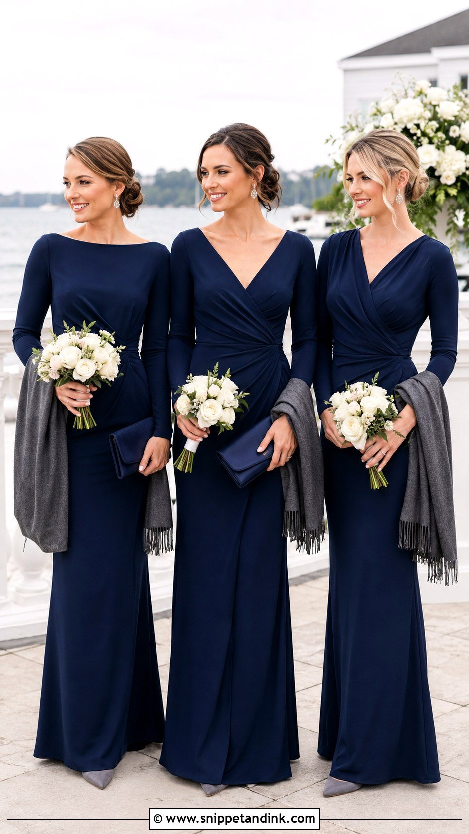 Navy Long Sleeve Bridal Party Attire - Snippet and Ink - 20 Fall Bridal Party Attire Ideas
