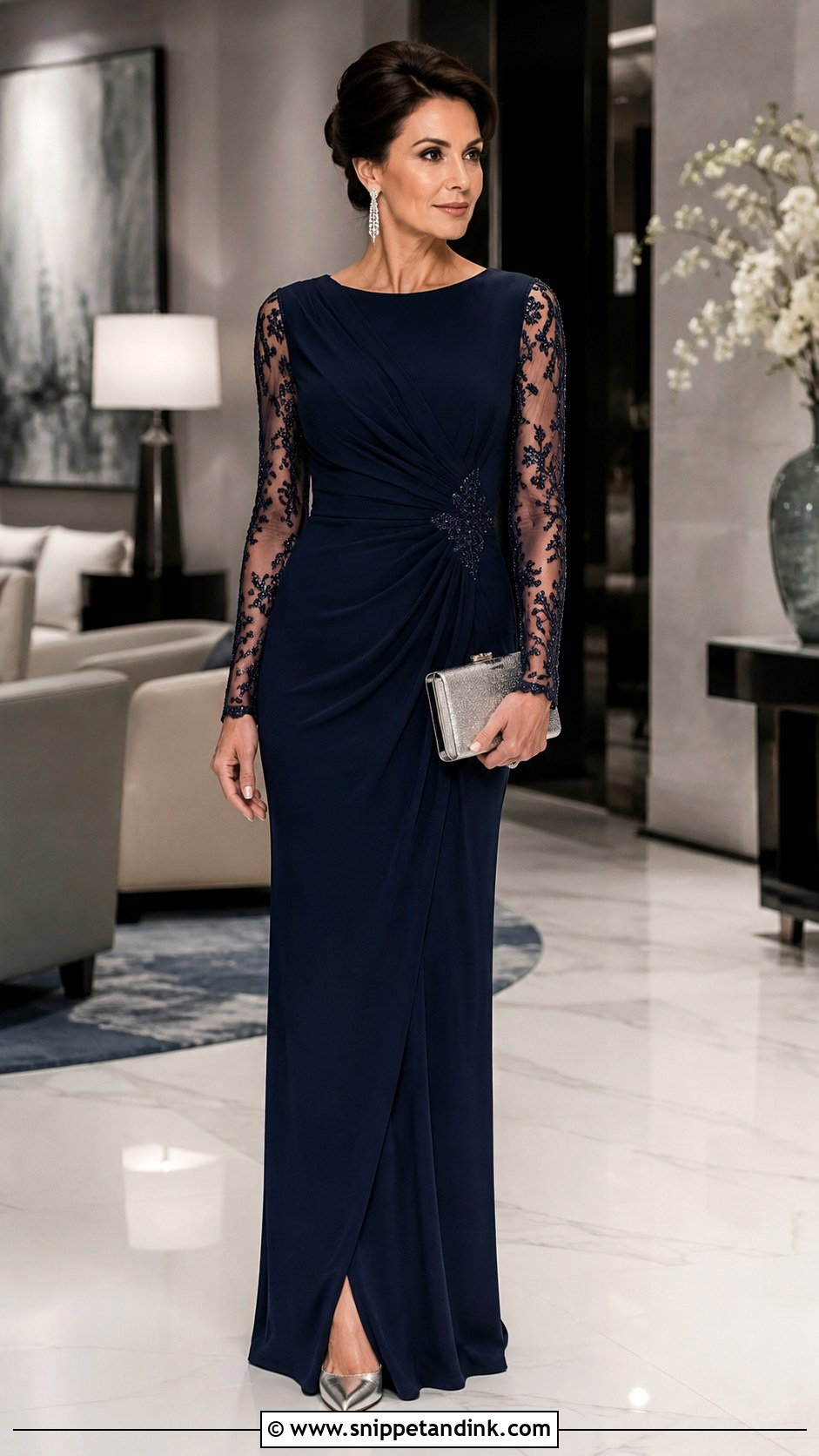 Navy Long Sleeve Empress Gown - Snippet and Ink - 20 Empress Dress Gowns