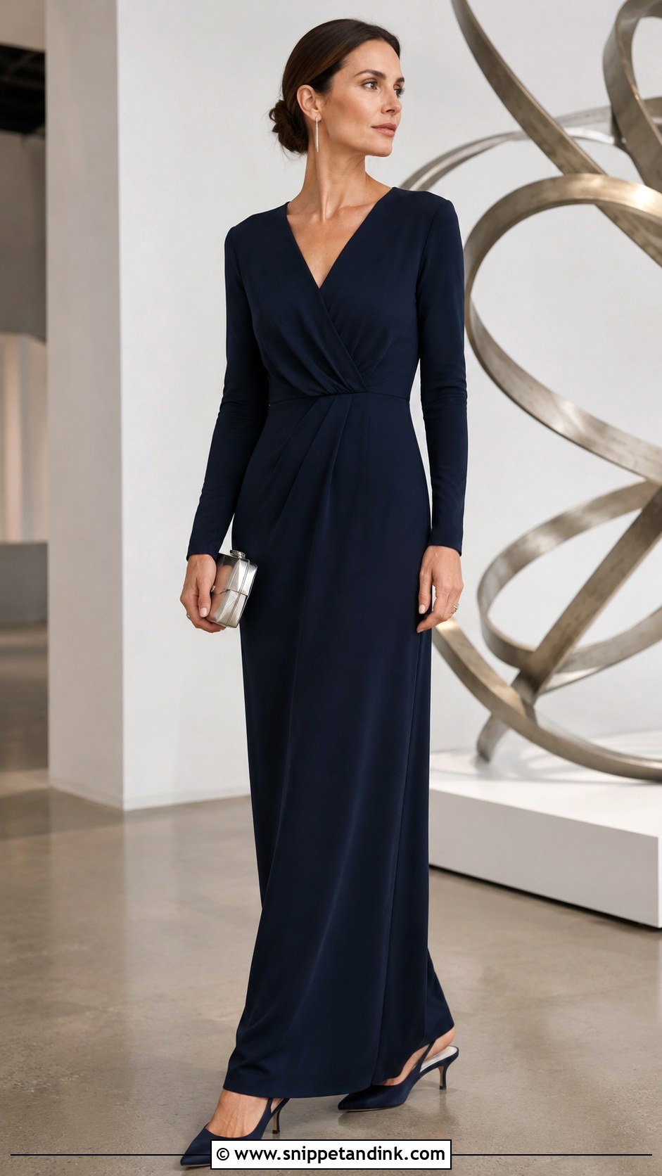 Navy Long Sleeve Gown - Snippet and Ink - 20 Minimalist Gown Ideas