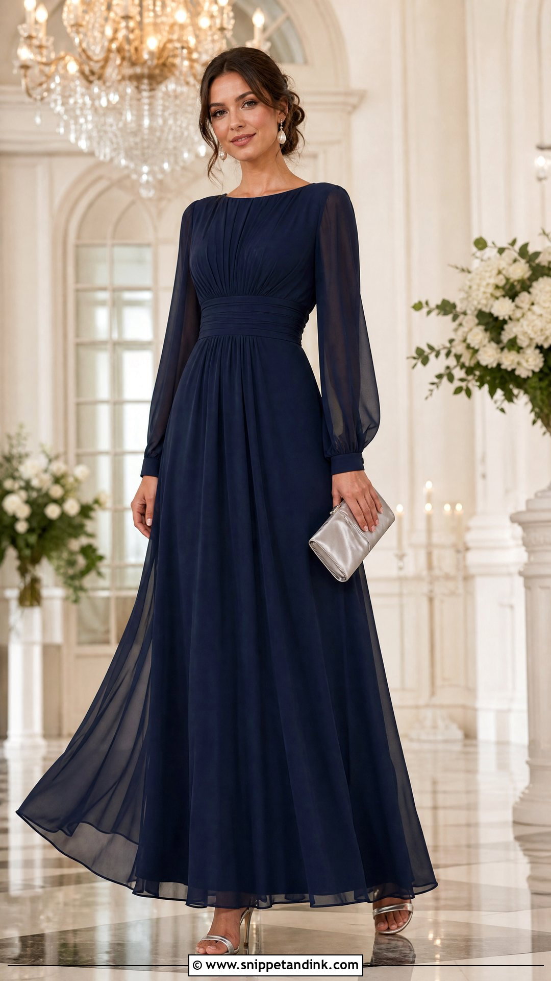 Navy Long Sleeve Maxi Dress - Snippet and Ink - 25 Fall Dresses to Wear to a Wedding
