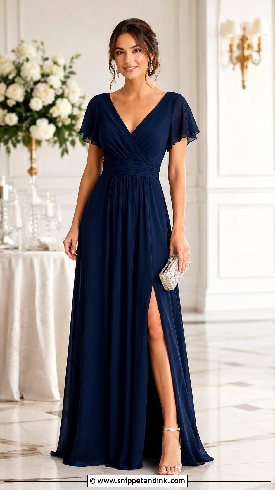 Navy Maid Of Honor Gown - Snippet and Ink - 30 Maid of Honor Gown Ideas