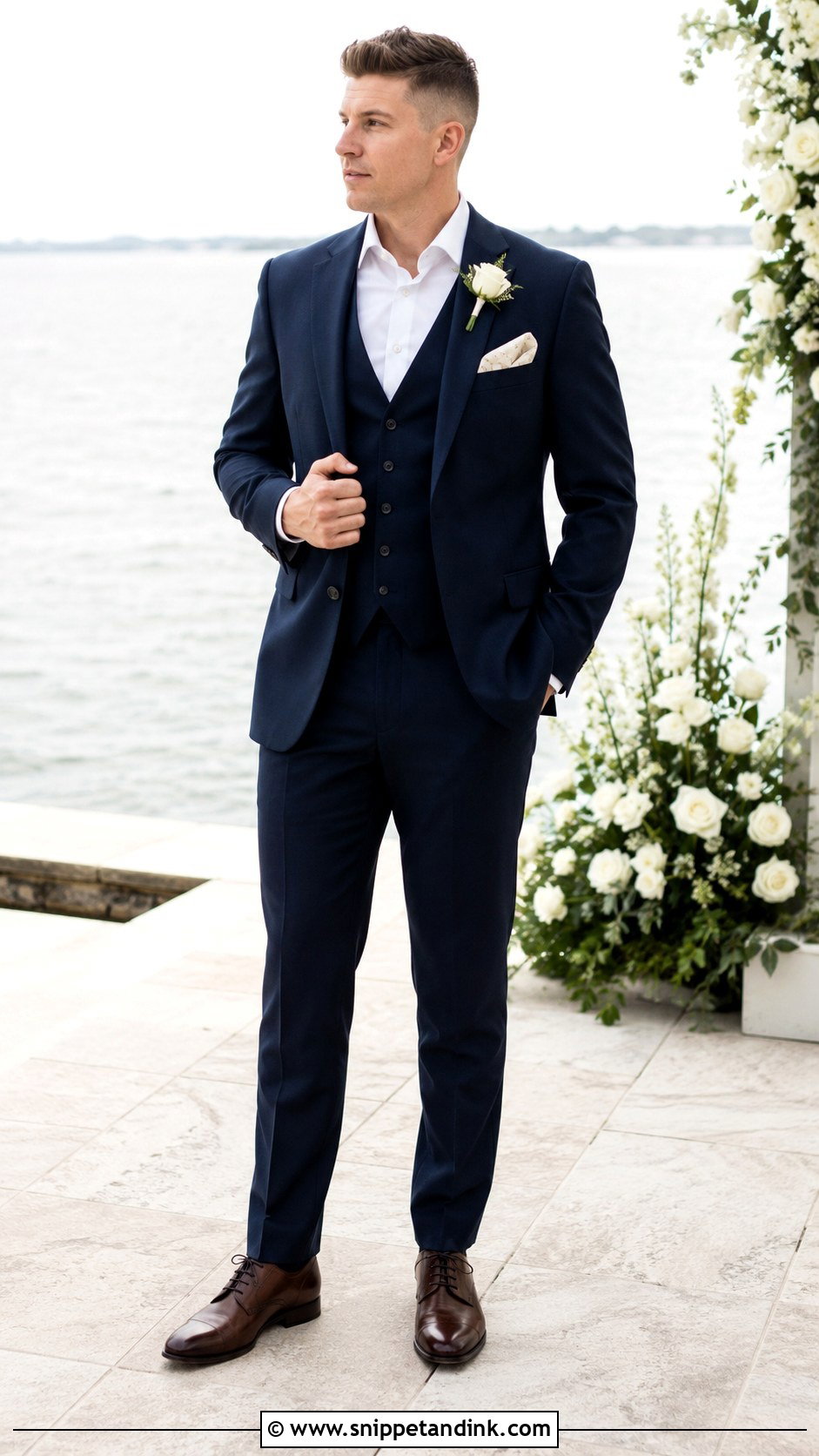 Navy Masc Wedding Suit With Ivory Shirt - Snippet and Ink - 20 Masc Wedding Dress Ideas