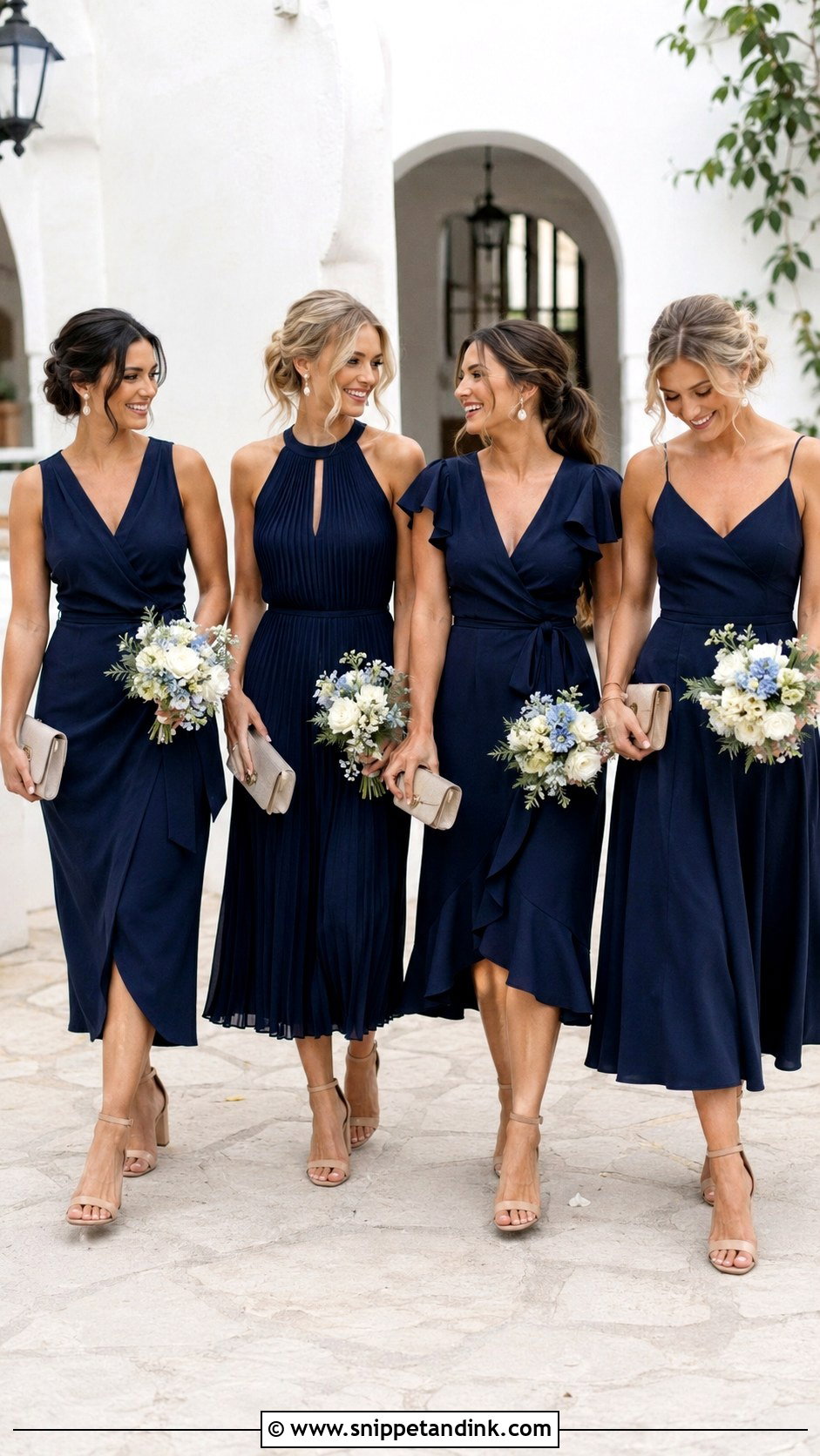 Navy Midi Dress Bridal Party - Snippet and Ink - 20 Navy Bridal Party Ideas