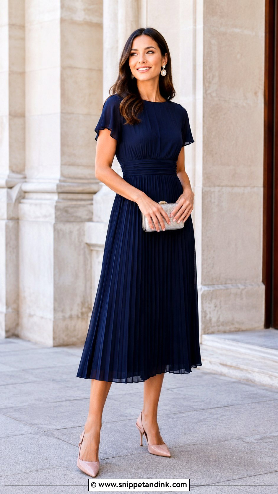 Navy Midi Dress Standesamt Outfit - Snippet and Ink - 25 Standesamt Outfit Gast Ideas
