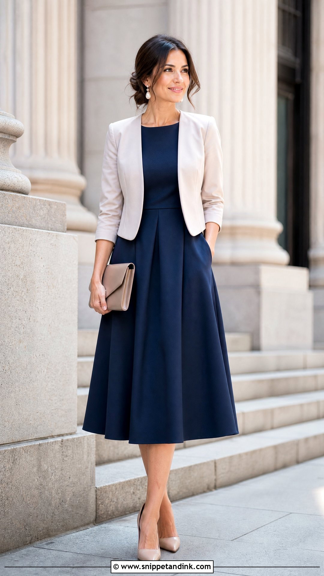 Navy Midi Wedding Witness Dress - Snippet and Ink - 20 Wedding Witness Dress Ideas