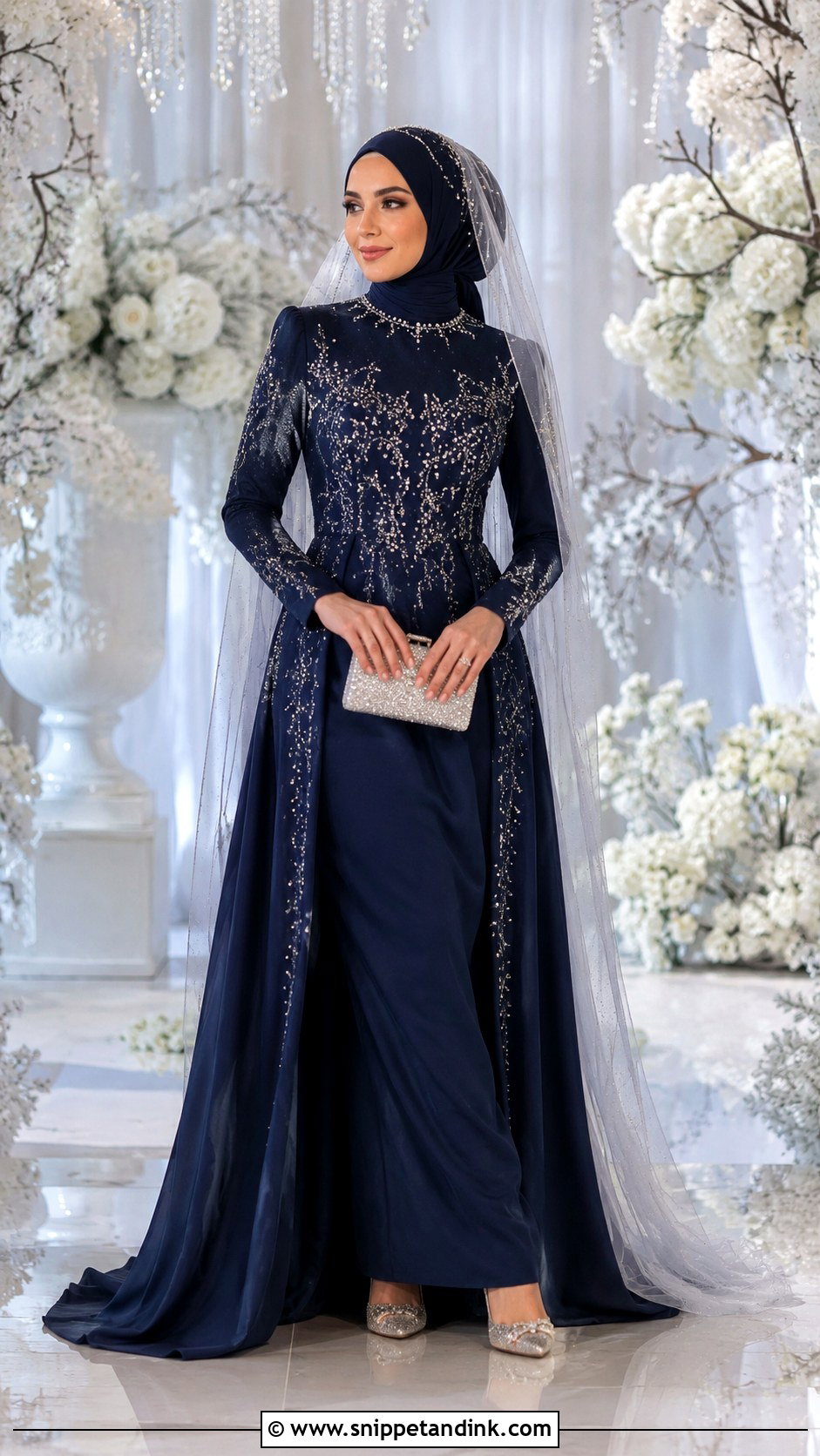 Navy Muslim Bridal Dress - Snippet and Ink - 30 Muslim Bridal Dress Ideas
