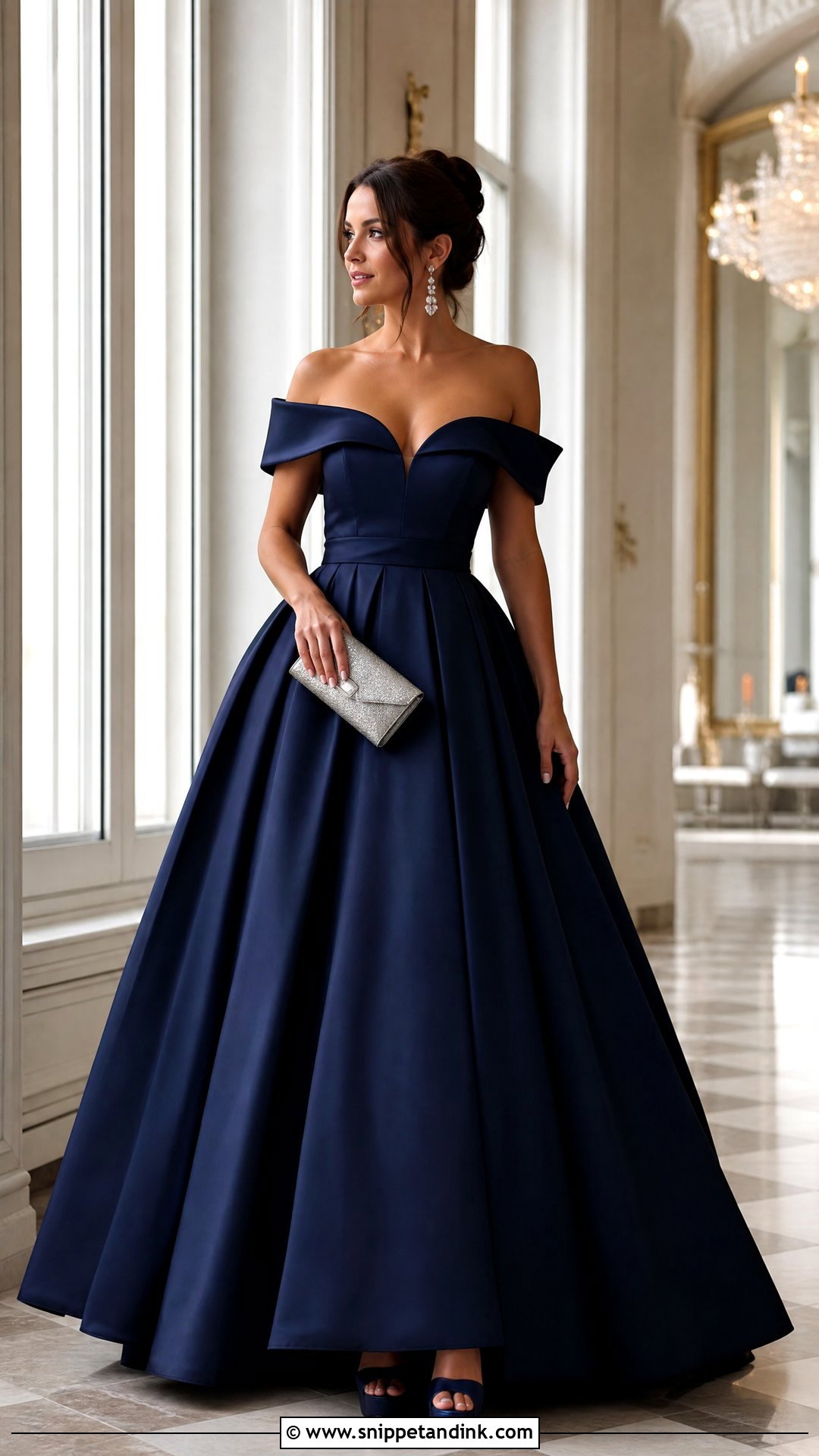 Navy Off Shoulder Huge Ball Gown - Snippet and Ink - 20 Huge Ball Gowns