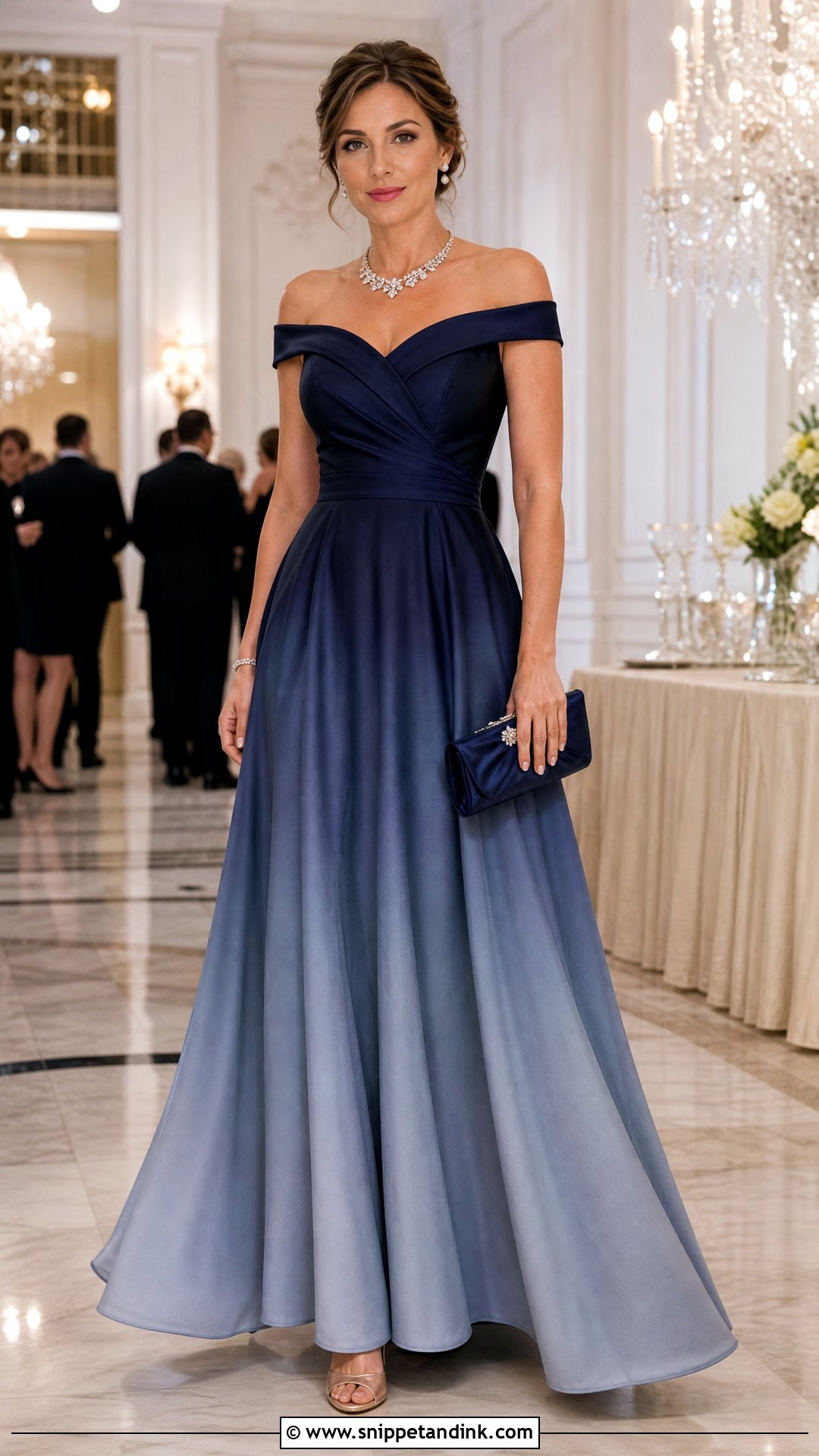 Navy Ombre Gown With Champagne Heels - Snippet and Ink - 25 Ombre Gown Ideas
