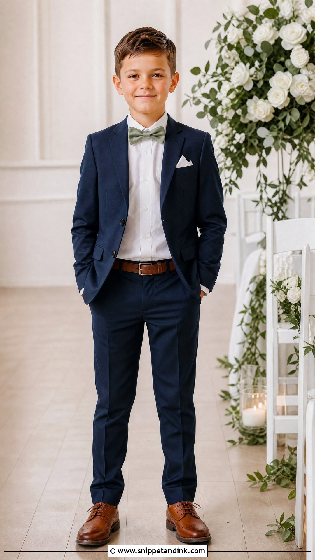 Navy Page Boy Suit With Bow Tie - Snippet and Ink - 20 Paige Boys Wedding Outfits