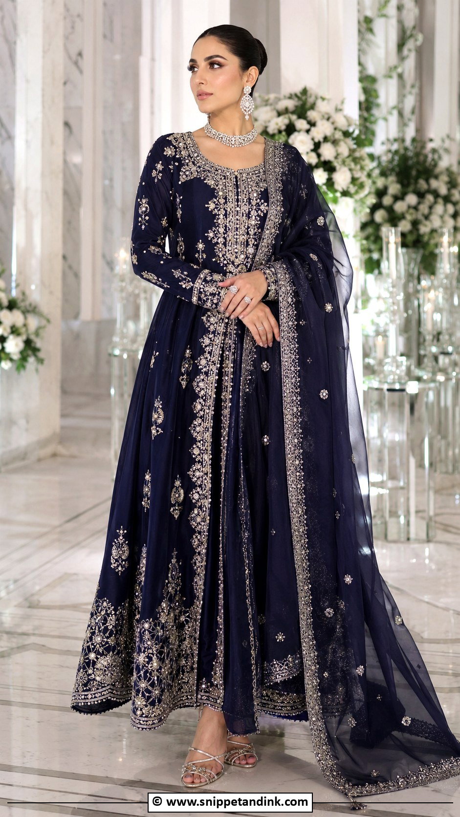 Navy Pakistani Bridal Maxi - Snippet and Ink - 30 Pakistani Bridal Dresses