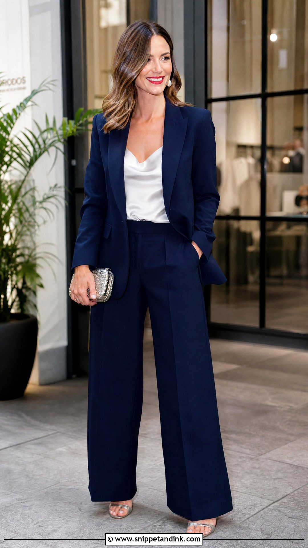 Navy Pantsuit Wedding Outfit - Snippet and Ink - 25 Dressy Pants Outfits for Wedding