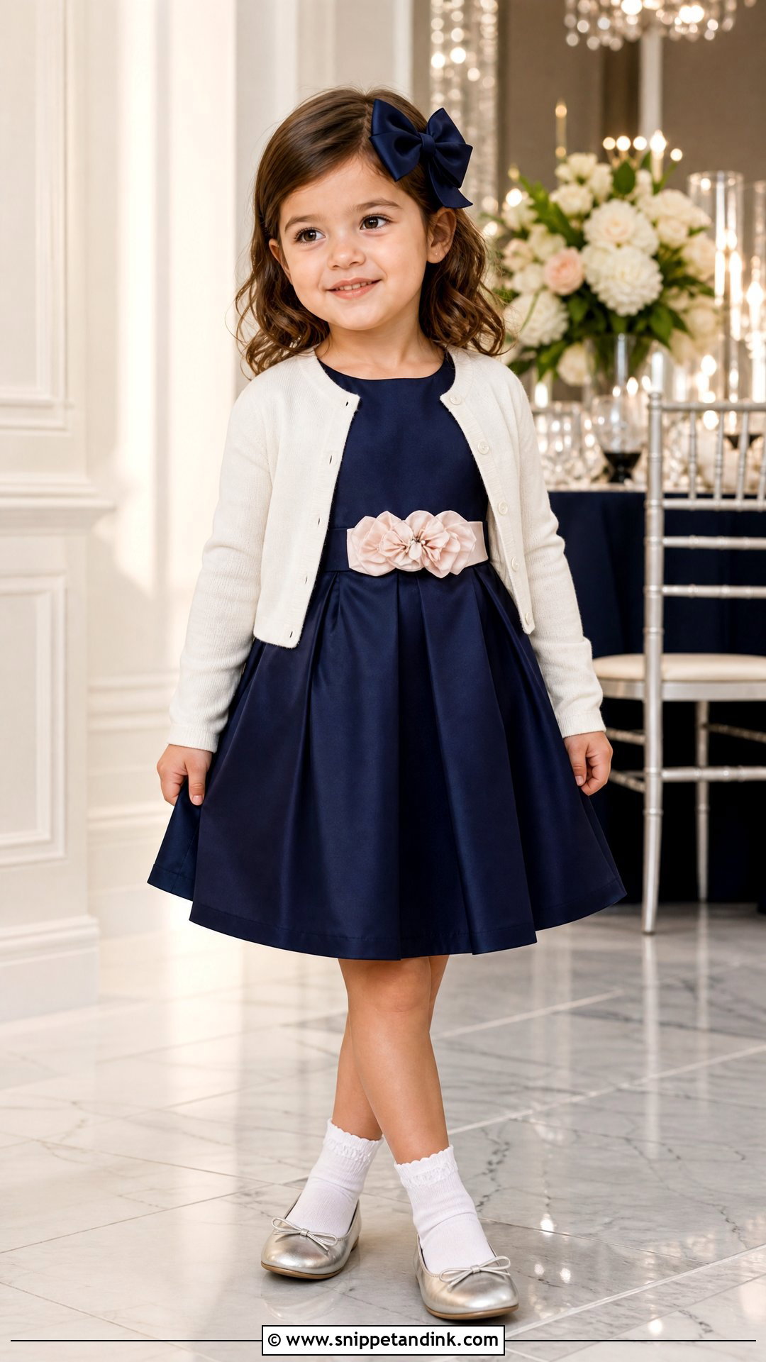 Navy Party Dress Toddler Girl Wedding Outfit - Snippet and Ink - 20 Toddler Girl Wedding Outfit Ideas