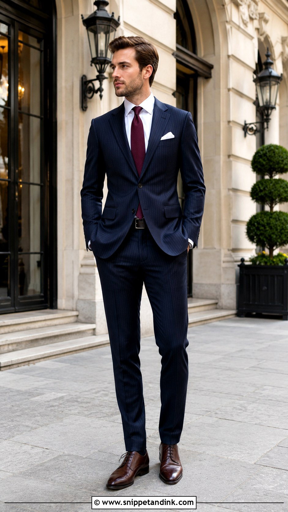 Navy Pinstripe Groomsman Suit - Snippet and Ink - 20 Groomsman Suits