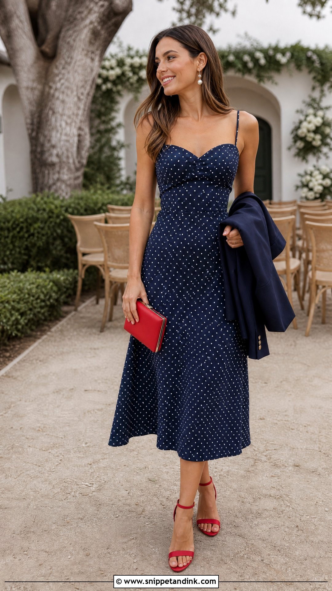 Navy Polka Dot Wedding Sundress Outfit - Snippet and Ink - 20 Wedding Sundress Ideas