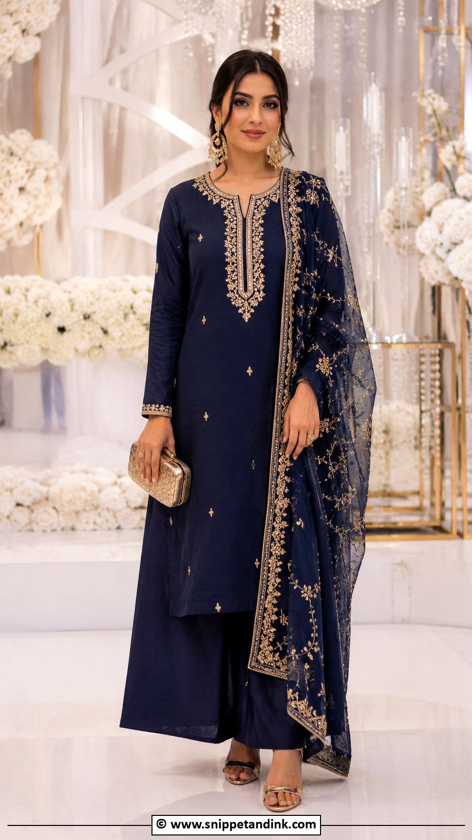 Navy Punjabi Embroidered Suit - Snippet and Ink - 30 Punjabi Wedding Suit Ideas