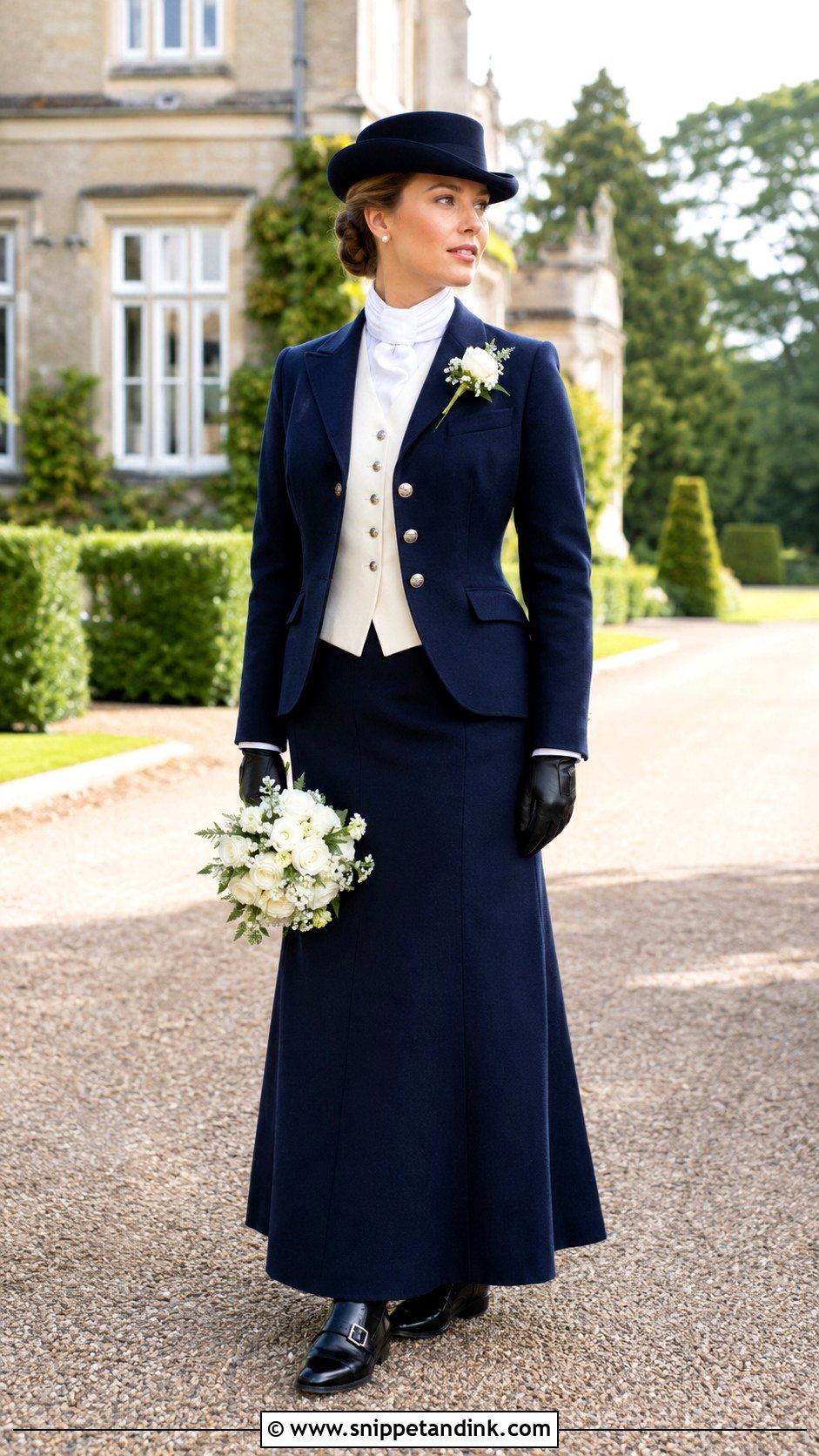 Navy Riding Habit Wedding Outfit - Snippet and Ink - 20 18th Century Wedding Dress Ideas