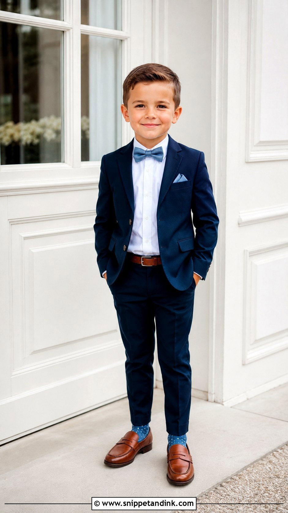 Navy Ring Bearer Suit Wedding Outfit - Snippet and Ink - 20 Wedding Kids Outfit Ideas