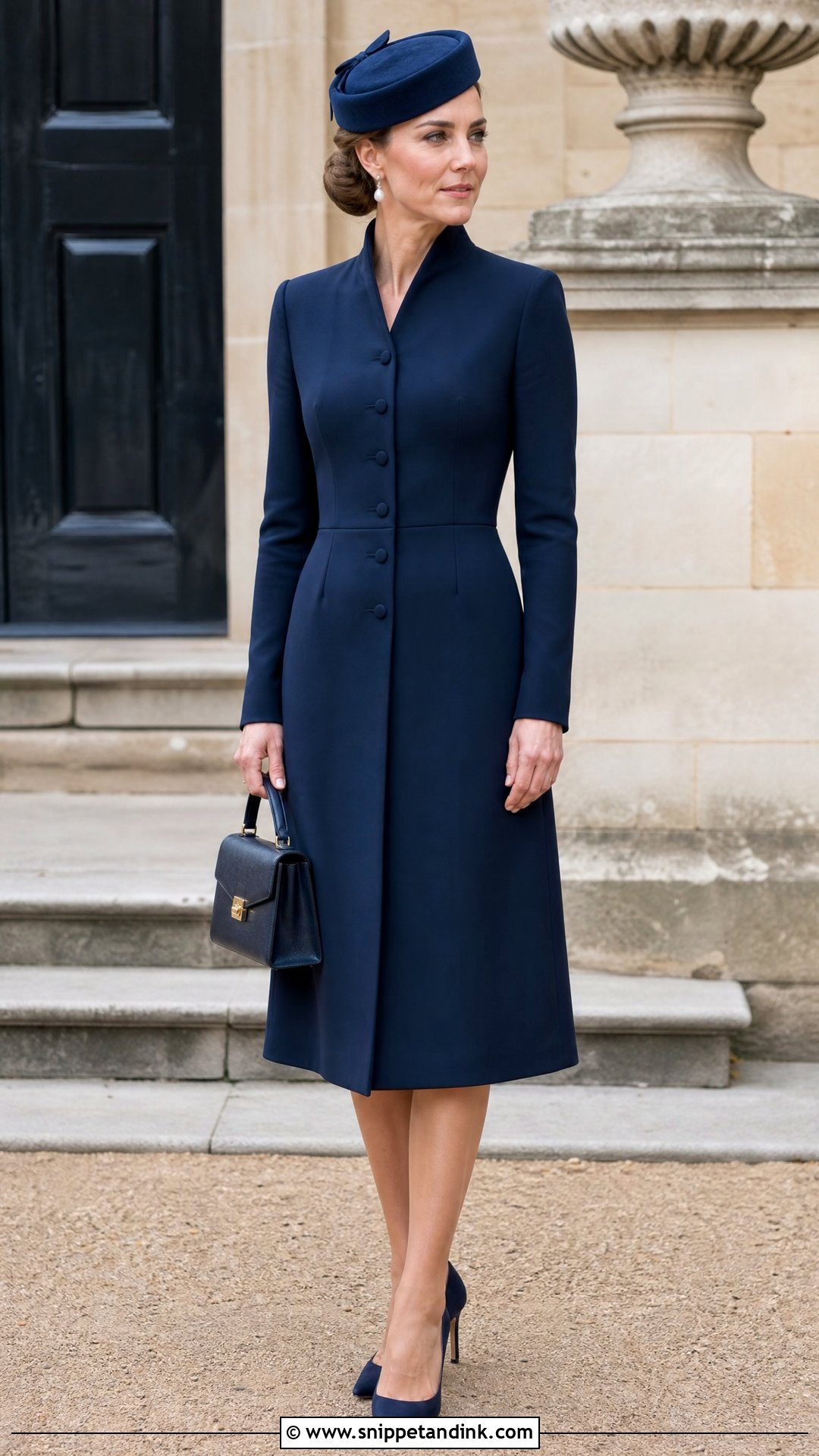 Navy Royal Wedding Coat Dress Outfit - Snippet and Ink - 20 Royal Wedding Outfits