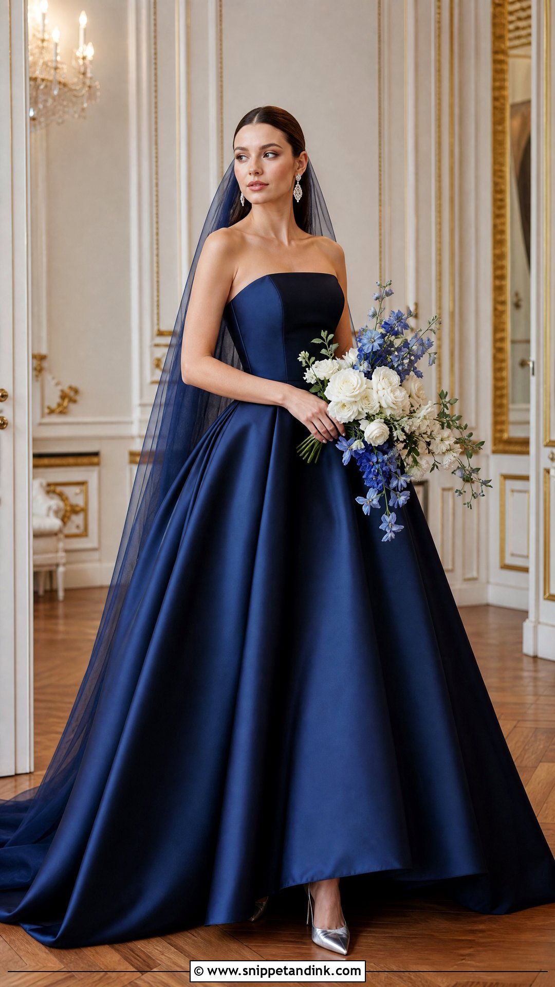 Navy Satin Ball Gown Wedding Dress - Snippet and Ink - 20 Navy Wedding Dress Ideas
