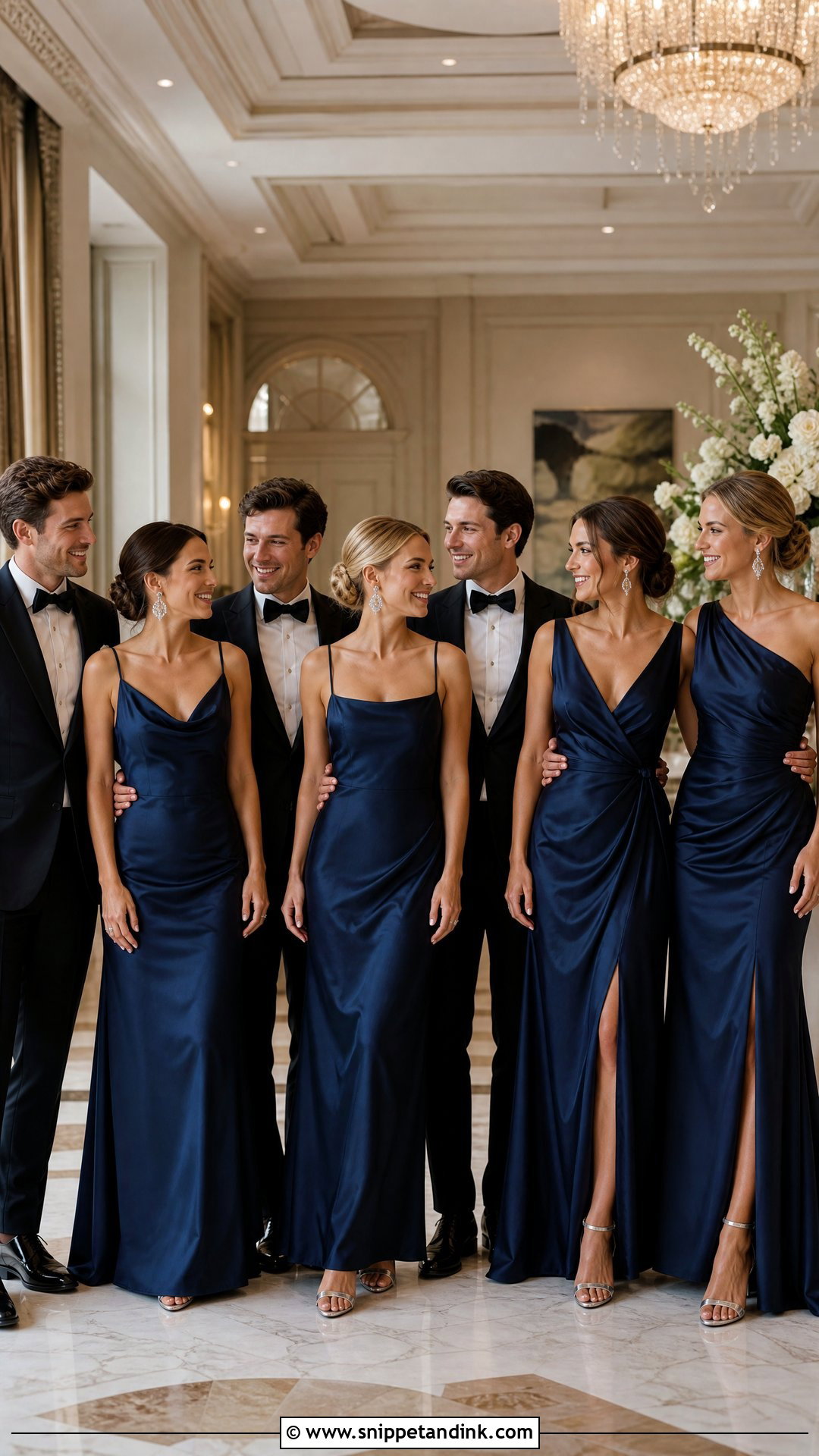 Navy Satin Bridal Party - Snippet and Ink - 20 Navy Bridal Parties Ideas