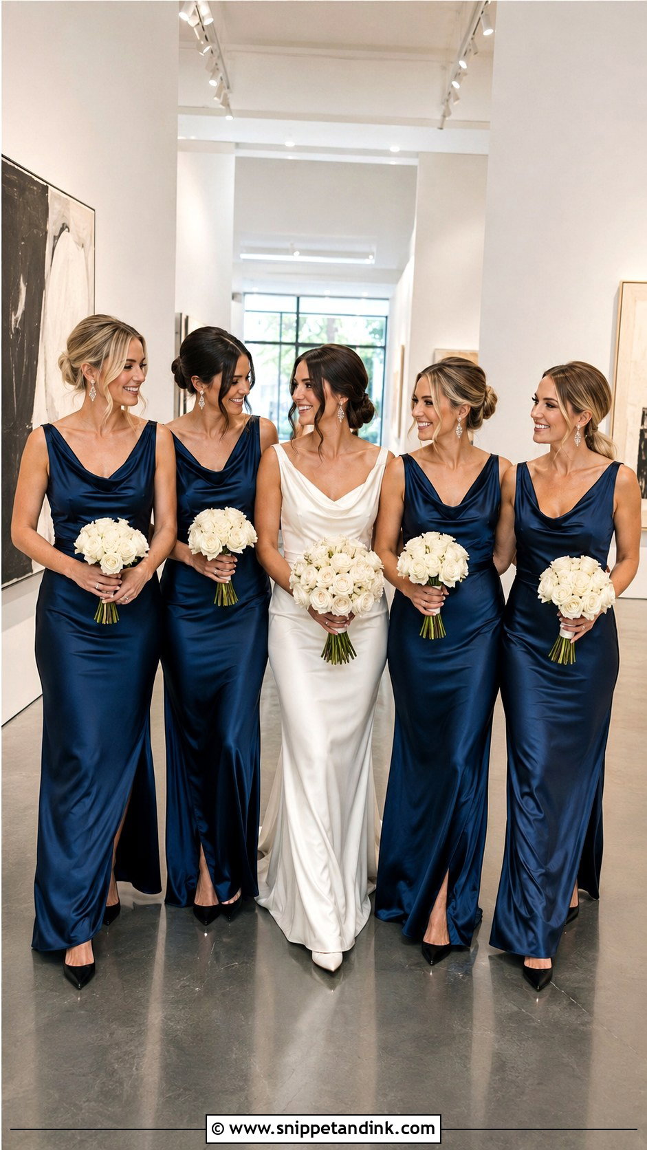 Navy Satin Bridal Party - Snippet and Ink - 20 Navy Bridal Party Ideas