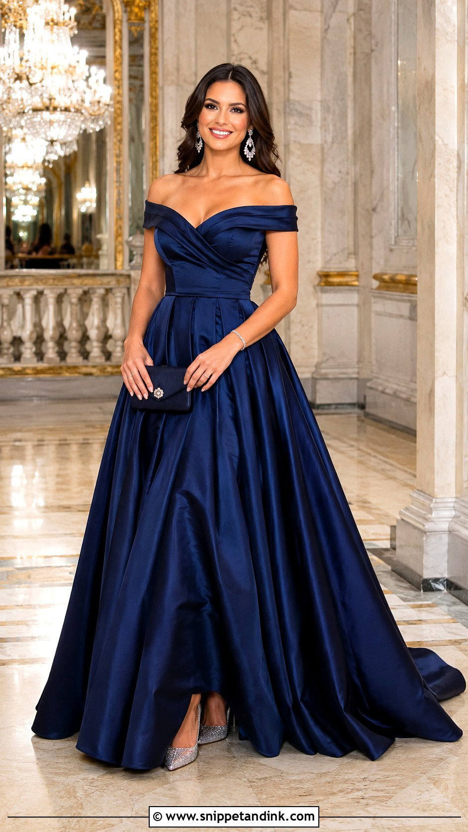 Navy Satin Royal Ball Gown - Snippet and Ink - 20 Royal Ball Gown Ideas