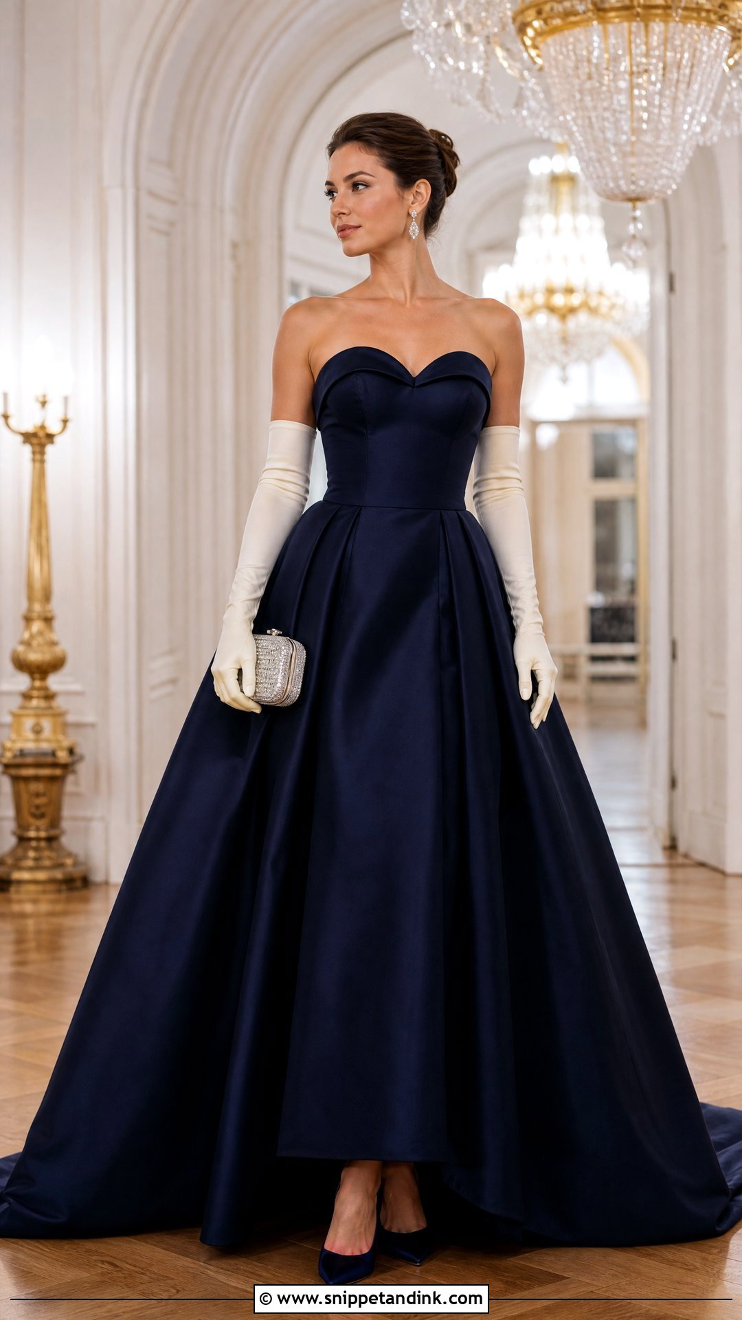 Navy Satin White Tie Gown Outfit - Snippet and Ink - 20 White Tie Attire Ideas