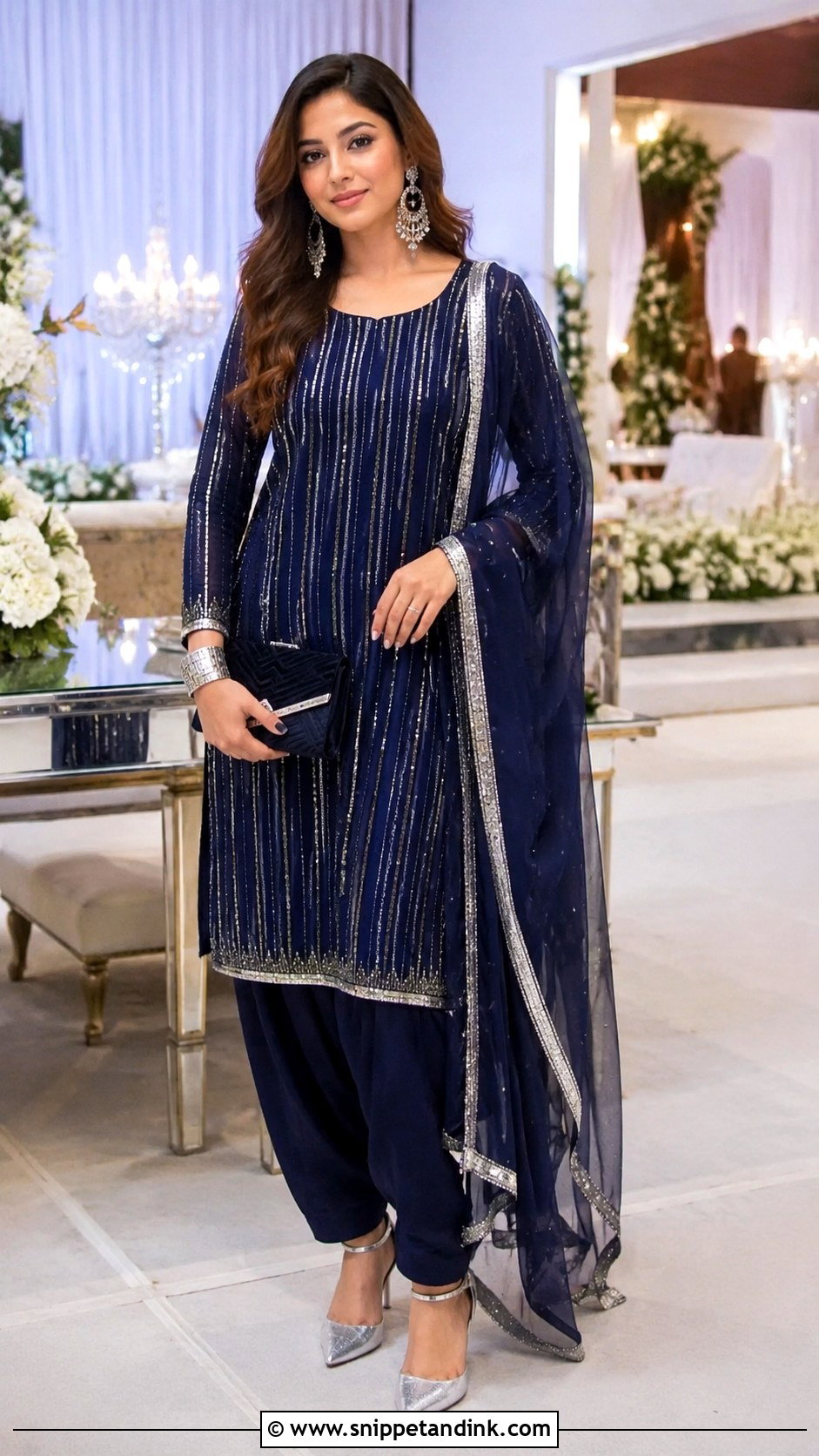 Navy Sequin Punjabi Salwar Suit - Snippet and Ink - 20 Punjabi Salwar Suits Party Wear Wedding