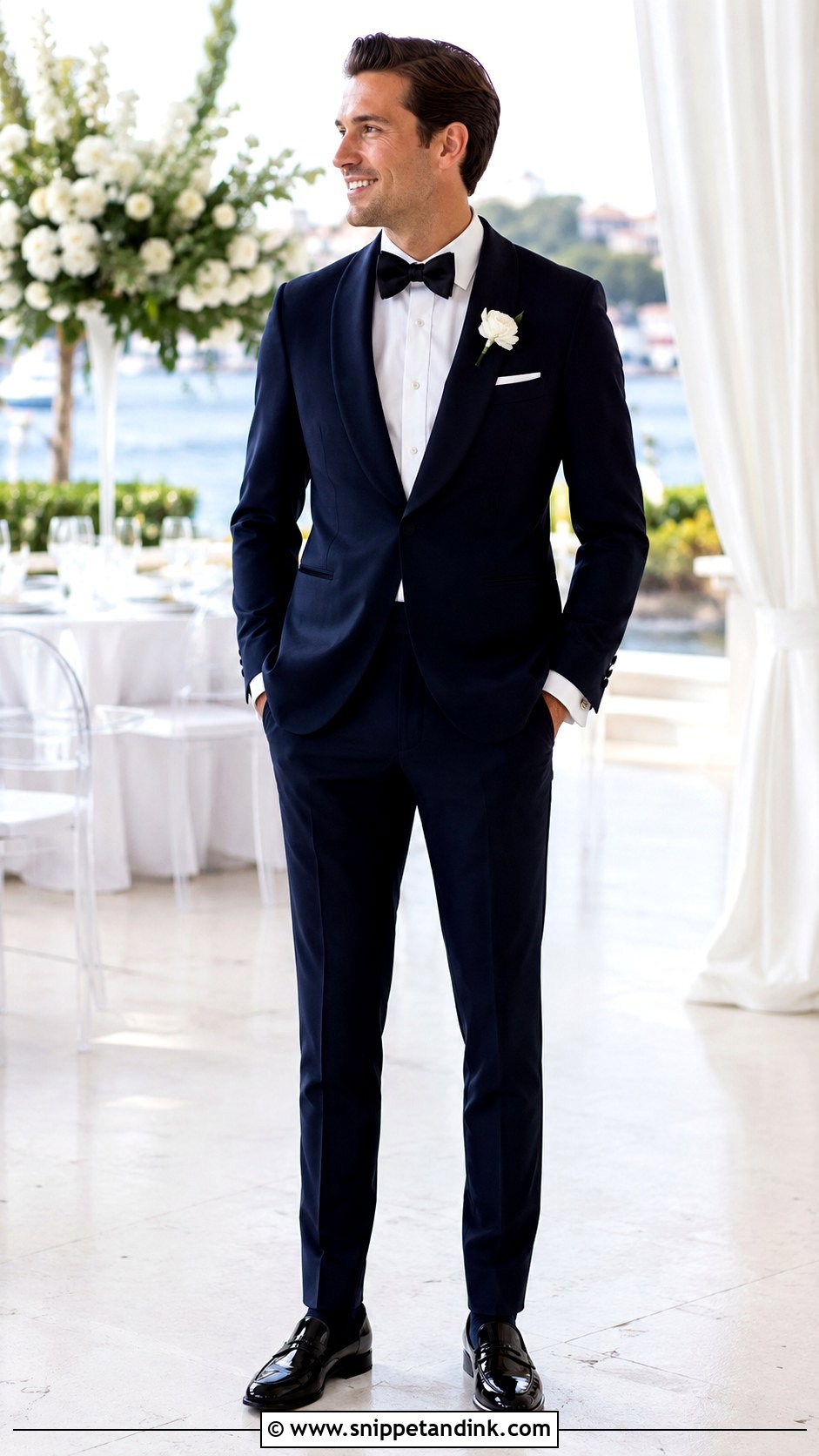 Navy Shawl Collar Tuxedo - Snippet and Ink - 20 Navy Tuxedo Wedding Ideas