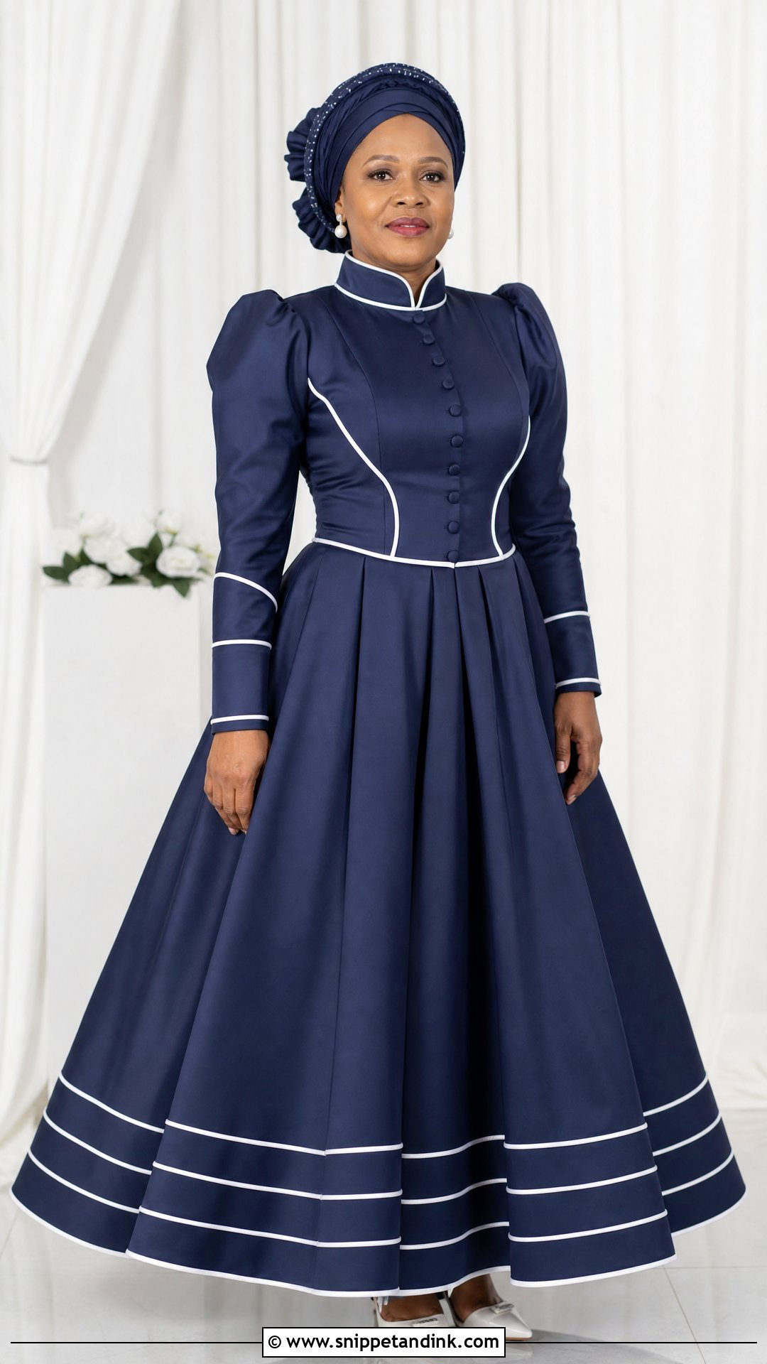 Navy Sotho Wedding Dress With Long Sleeves - Snippet and Ink - 20 Sotho Wedding Dress Ideas