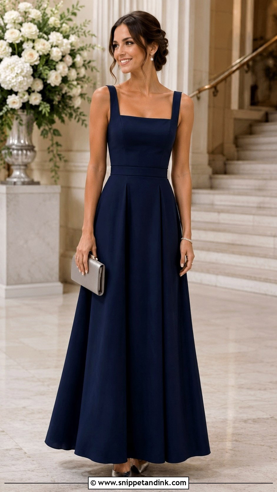 Navy Square Neck Bridesmaid Dress - Snippet and Ink - 20 Best Maid Dresses Designs