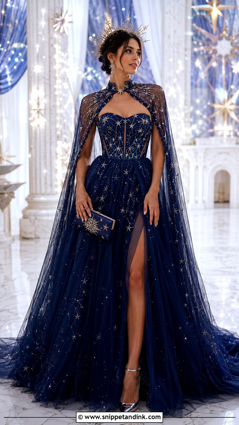 Navy Starry Night Ball Gown - Snippet and Ink - 20 Ball Gown Fantasy Royal Ideas