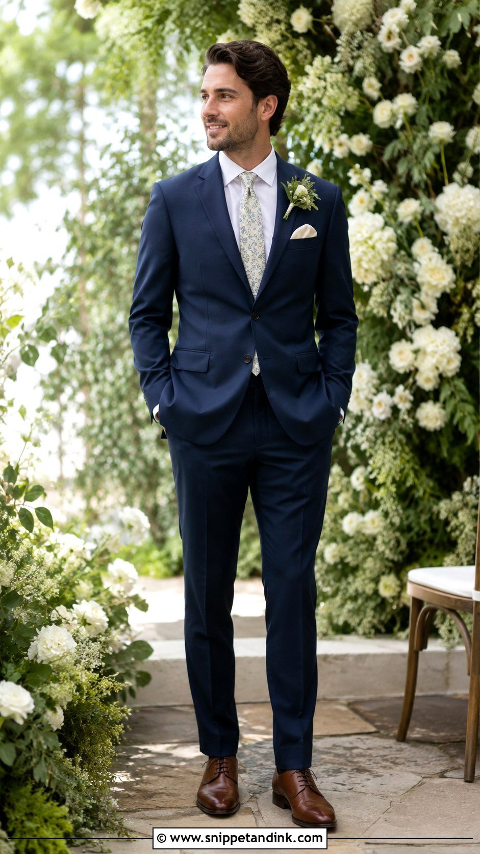 Navy Suit For Garden Wedding - Snippet and Ink - 30 Navy Suit Wedding Ideas