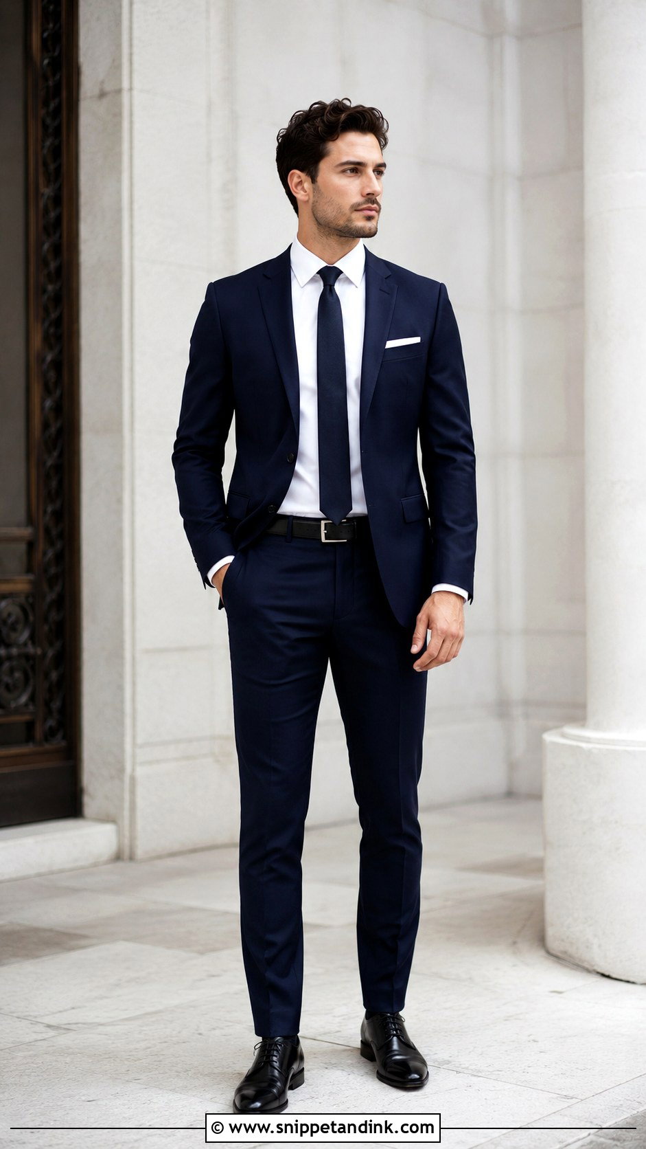 Navy Suit With Black Shoes - Snippet and Ink - 30 Navy Suit Wedding Ideas