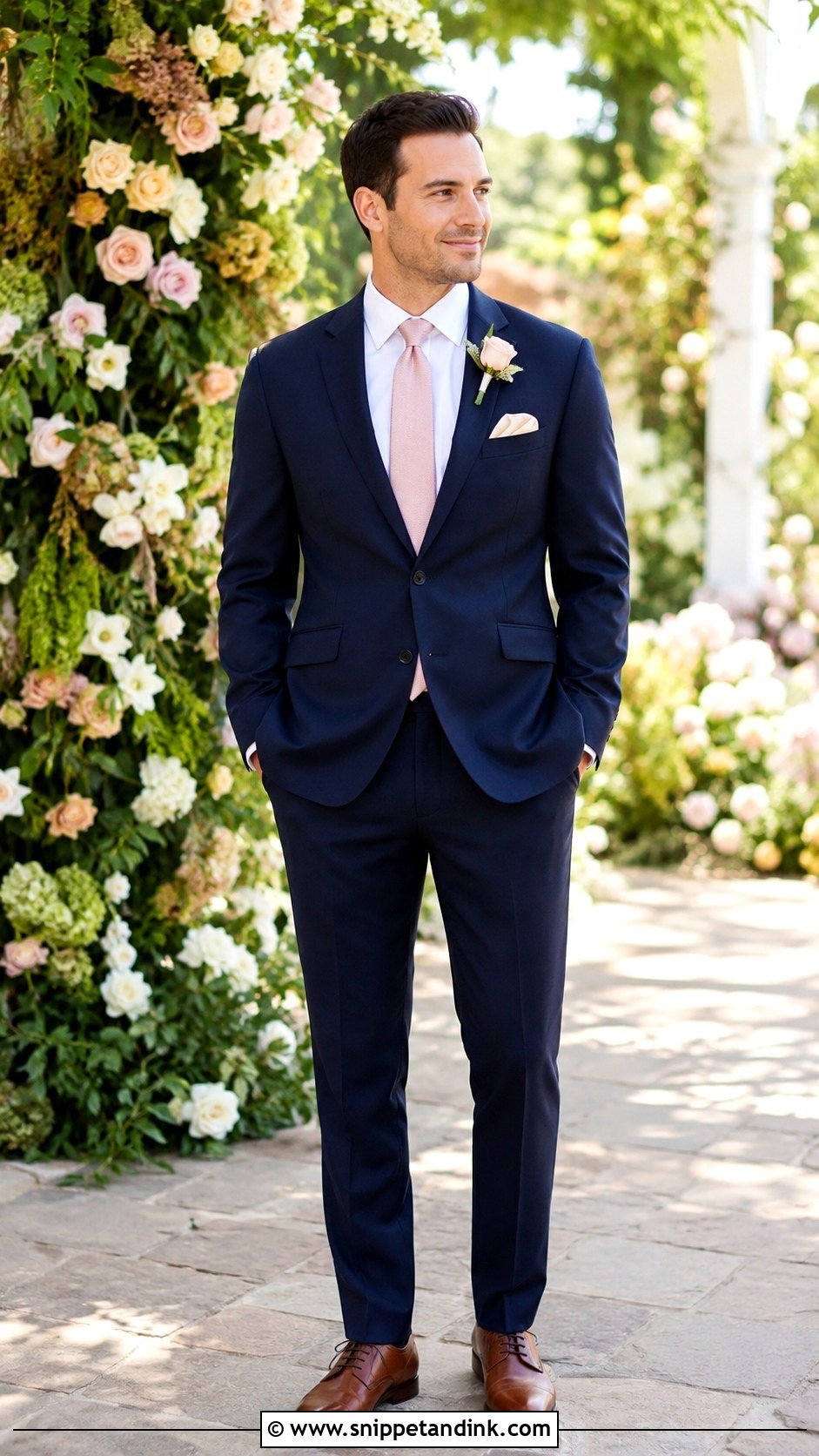 Navy Suit With Blush Tie - Snippet and Ink - 30 Navy Suit Wedding Ideas