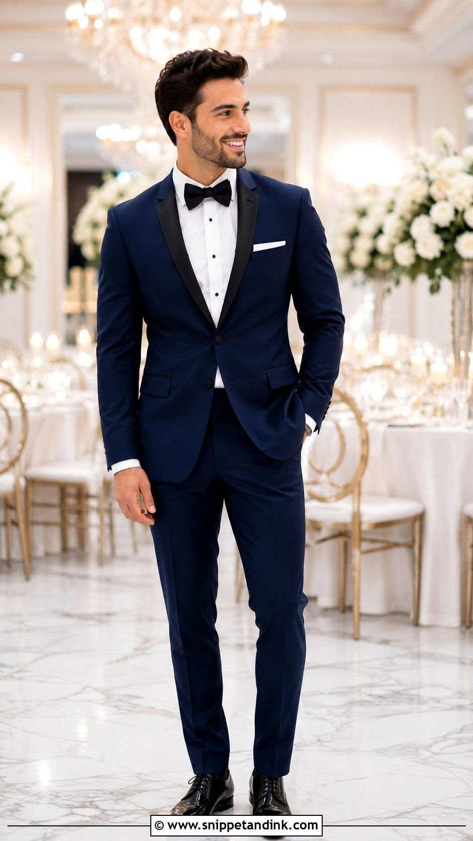 Navy Suit With Bow Tie - Snippet and Ink - 30 Navy Suit Wedding Ideas