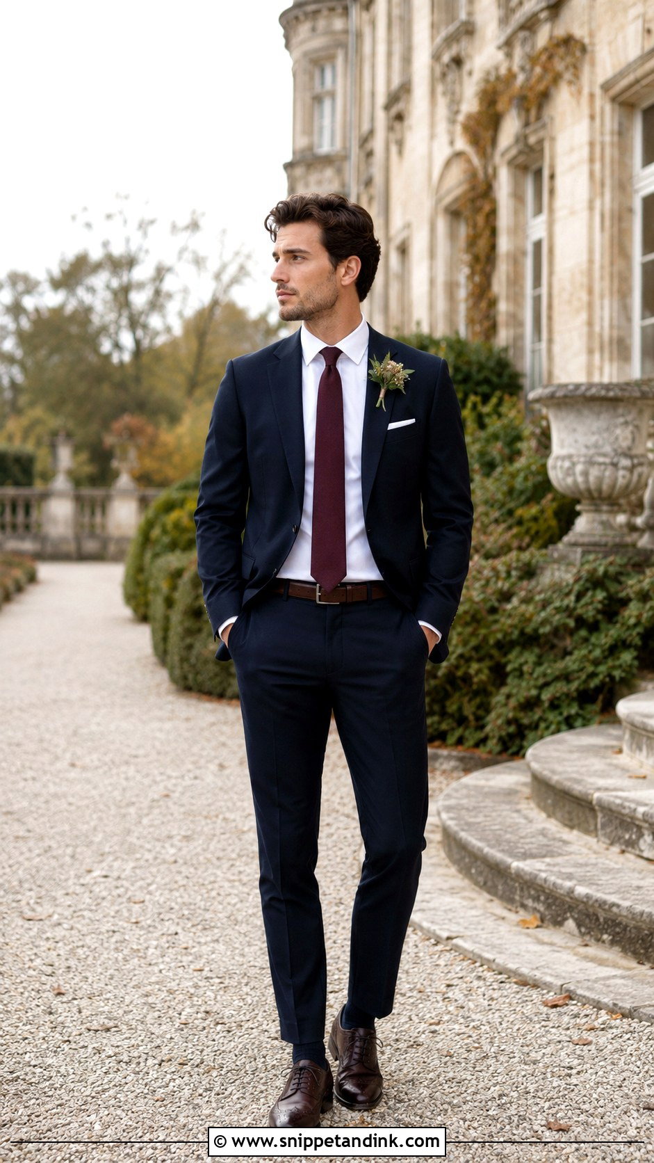 Navy Suit With Burgundy Tie - Snippet and Ink - 20 Navy Suits Wedding