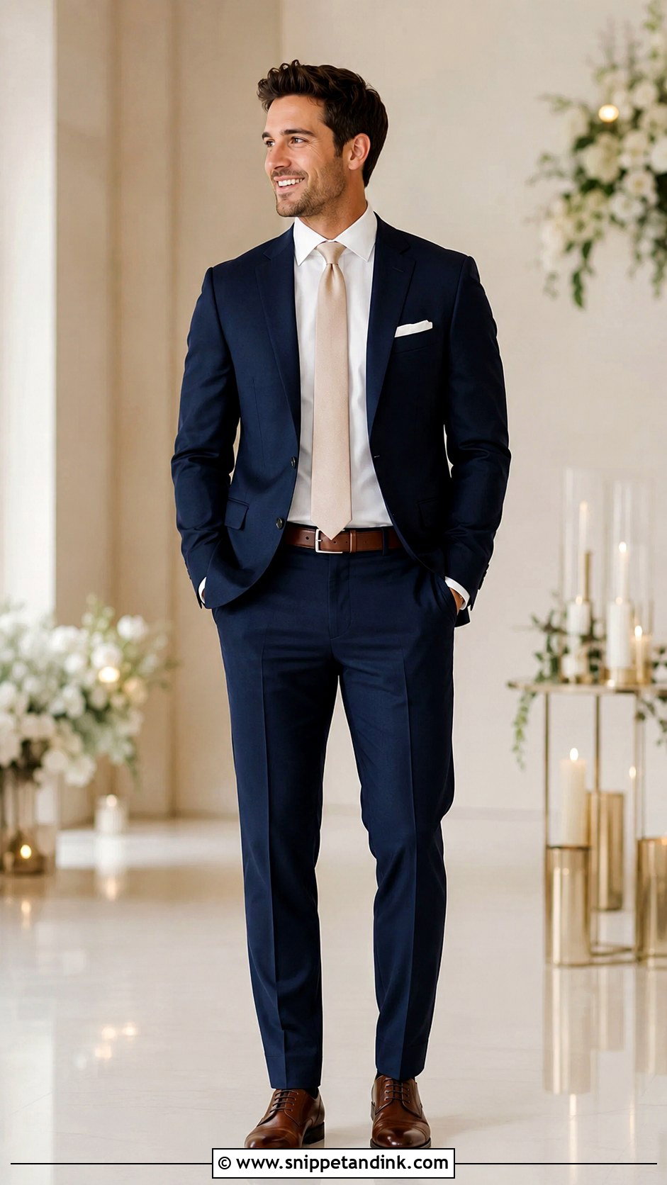 Navy Suit With Champagne Tie - Snippet and Ink - 30 Navy Suit Wedding Ideas