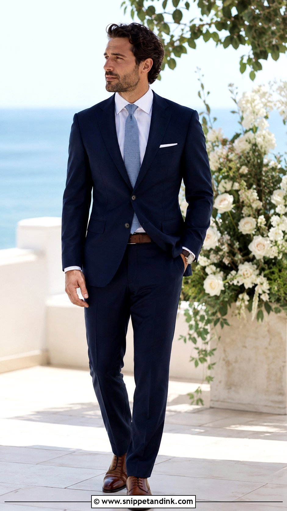 Navy Suit With Dusty Blue Tie - Snippet and Ink - 30 Navy Suit Wedding Ideas