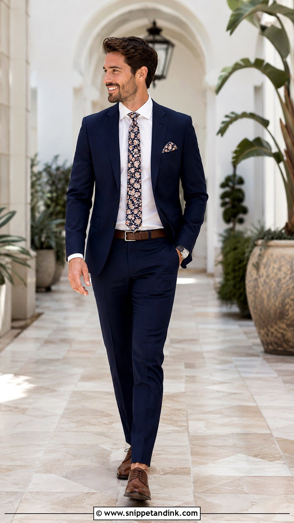 Navy Suit With Floral Tie - Snippet and Ink - 20 Brother of the Bride Ideas