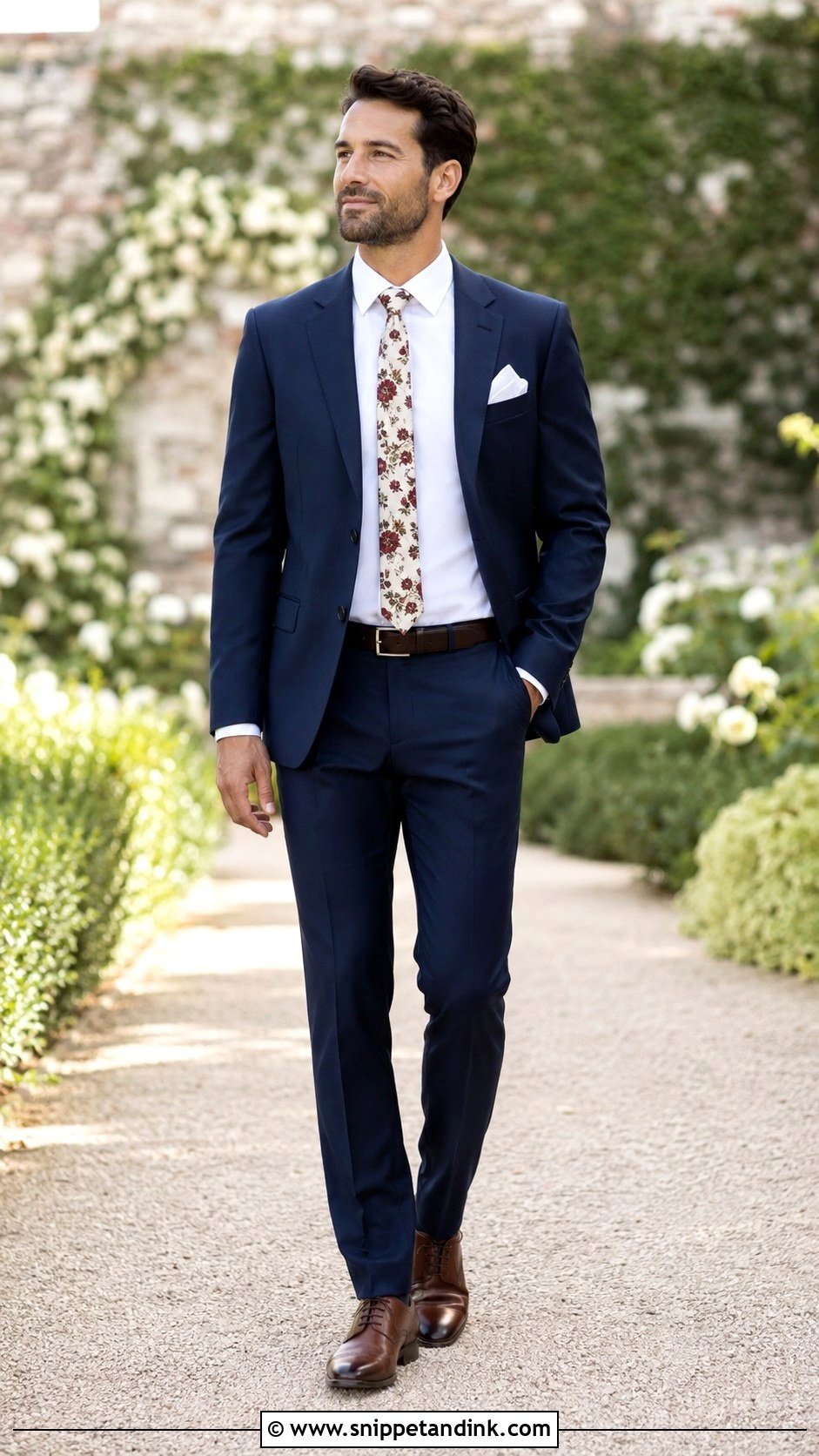 Navy Suit With Floral Tie - Snippet and Ink - 30 Navy Suit Wedding Ideas